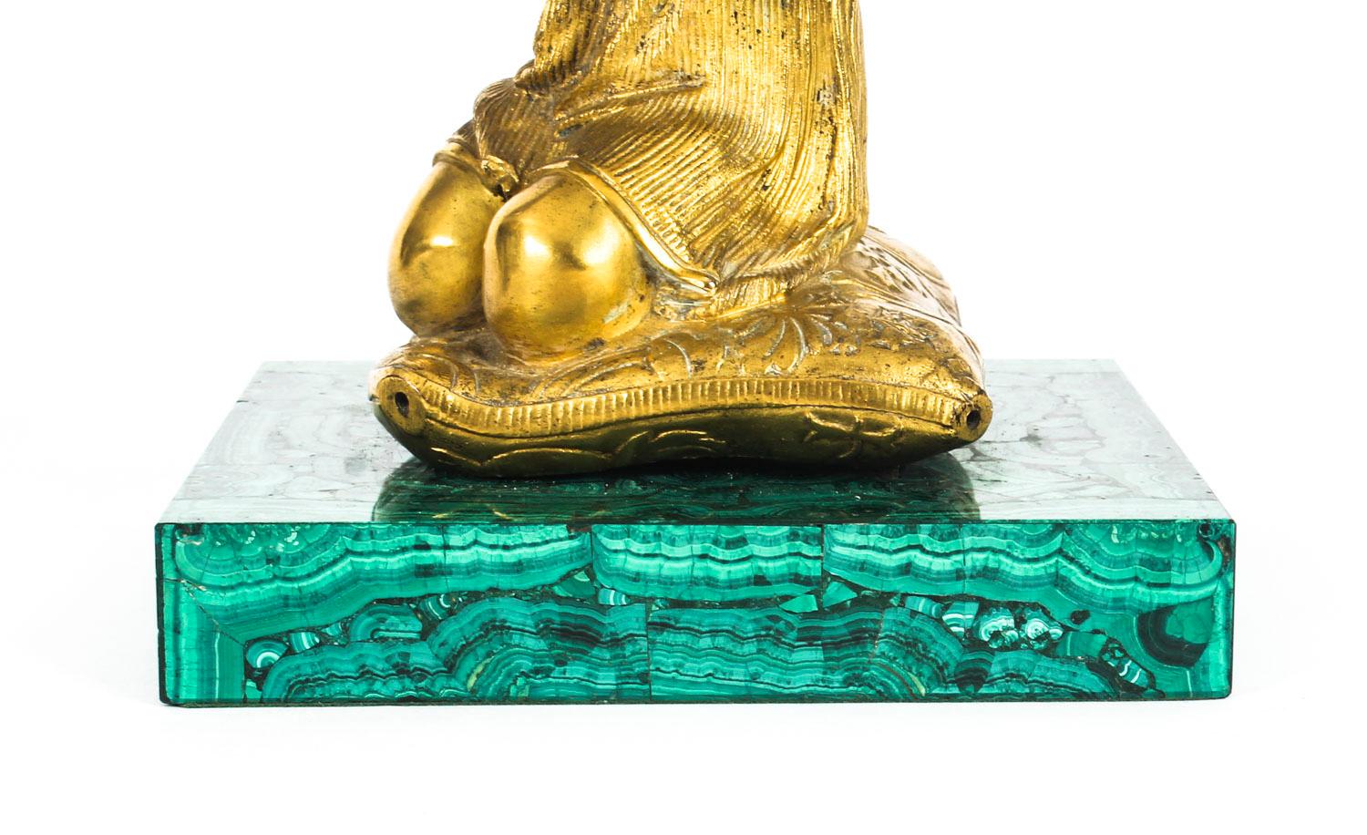 French Malachite and Ormolu-Mounted Sculpture of a Girl Praying, 19th Century 2