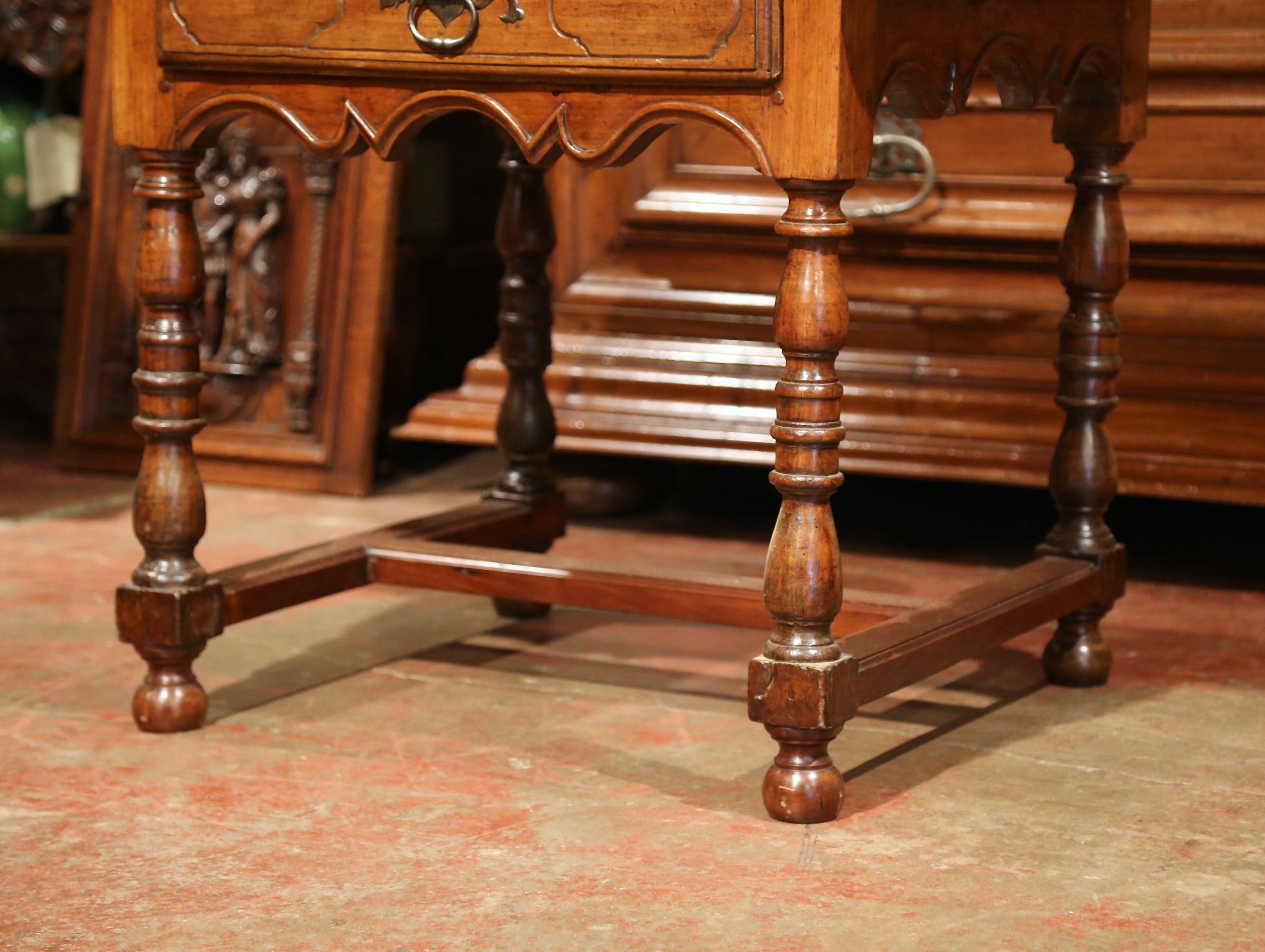 Mid-18th Century, French, Louis XIII Carved Walnut Table Desk with Center Drawer 2