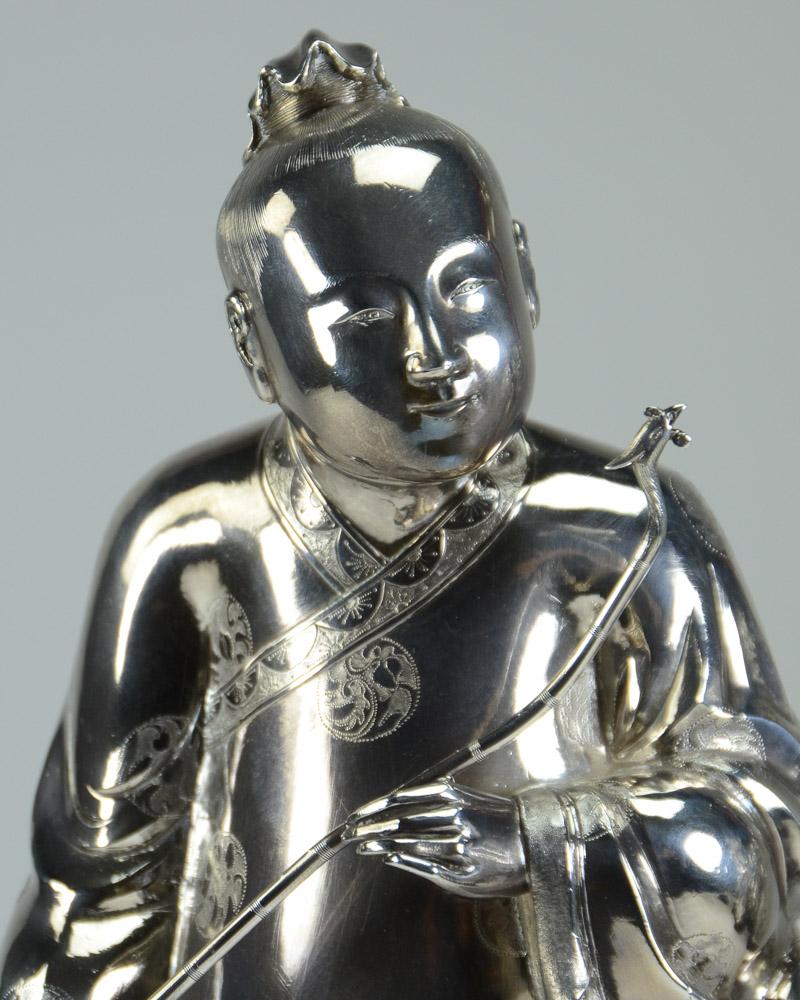 Hand-Carved Silver Figures of Eight Immortals Yangqinghe Jiuji Marks, Late Qing Dynasty For Sale