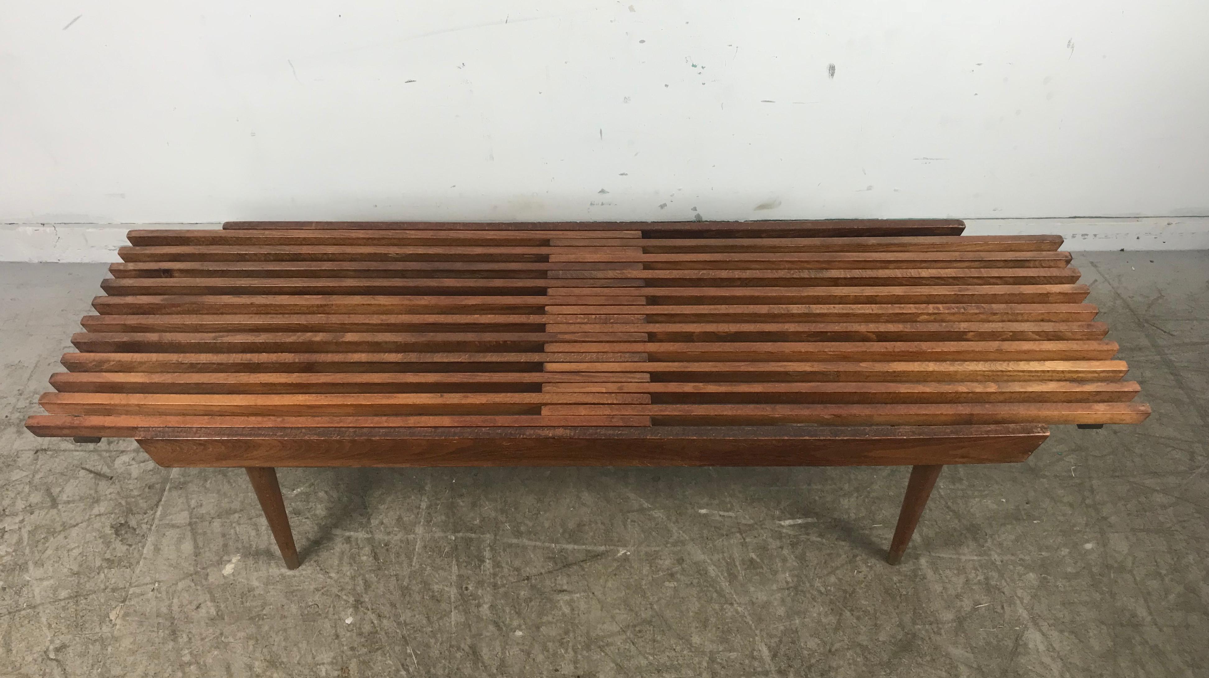 Classic Mid-Century Modern Walnut Expandable Slat Bench or Table 2