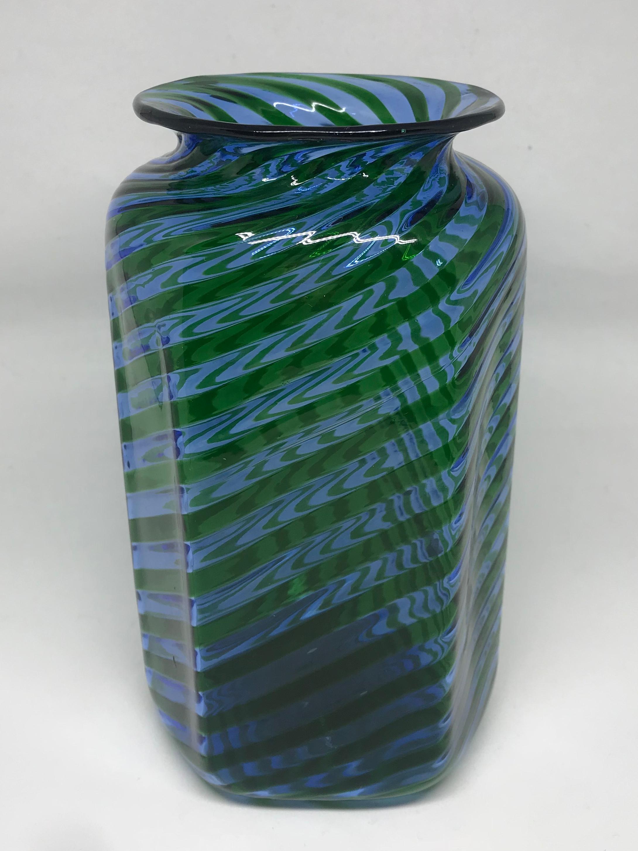 Blown Glass Blue Green Nason Moretti Murano Vase