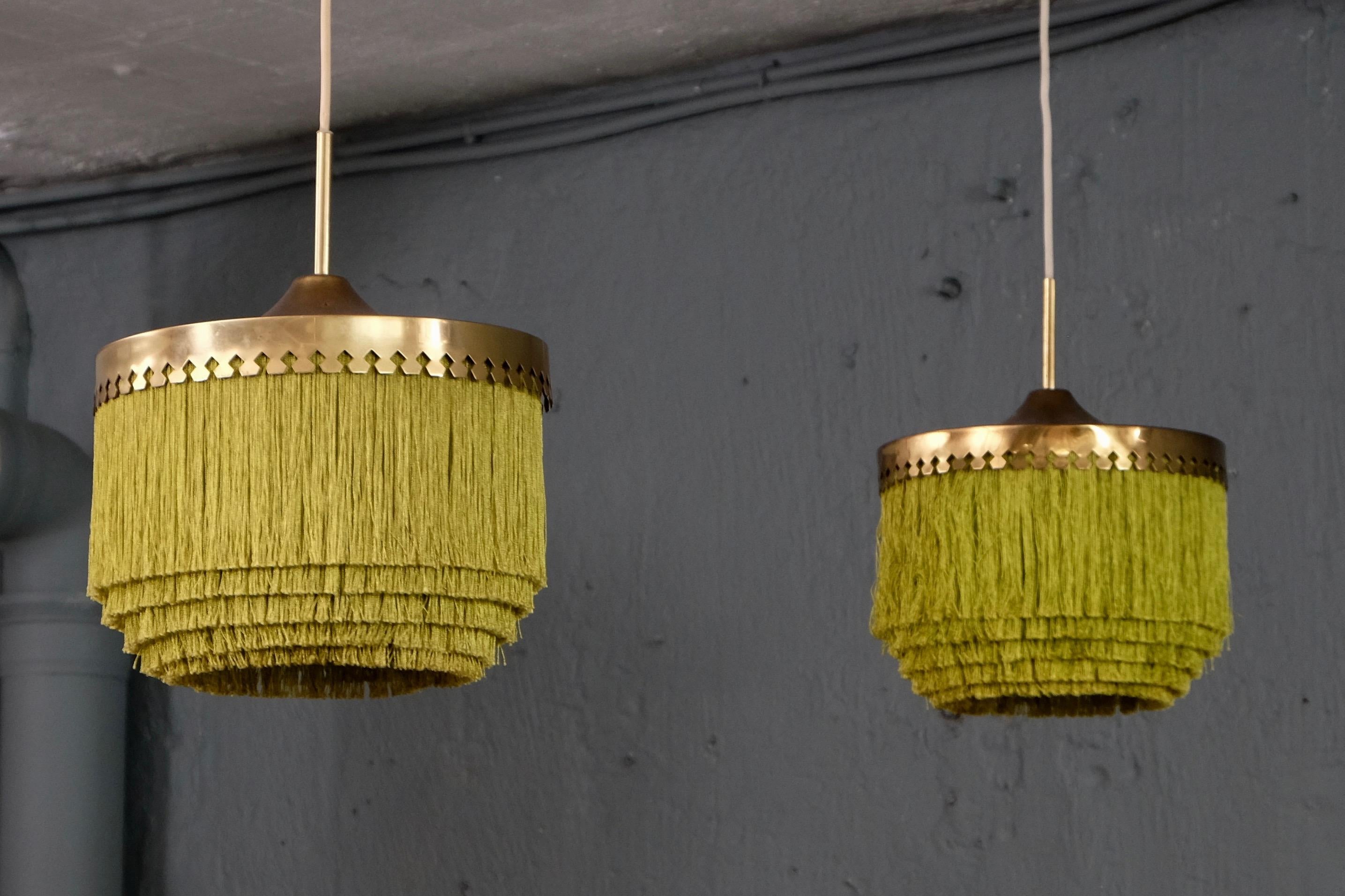 Mid-20th Century Set of Two Green Hans-Agne Jakobsson Ceiling Lamp Model T601/M, 1960s