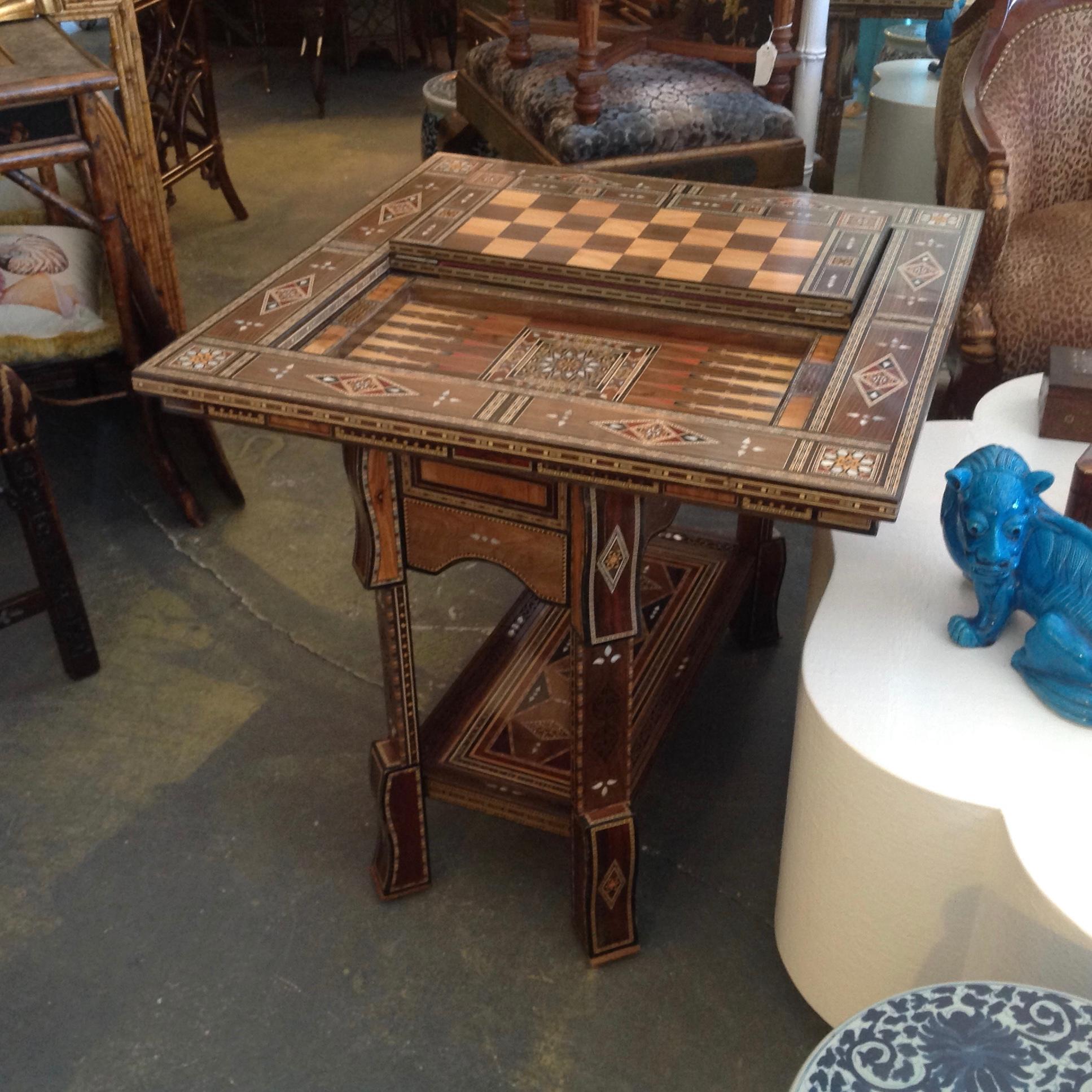 Late 20th Century Moroccan Folding Game Table