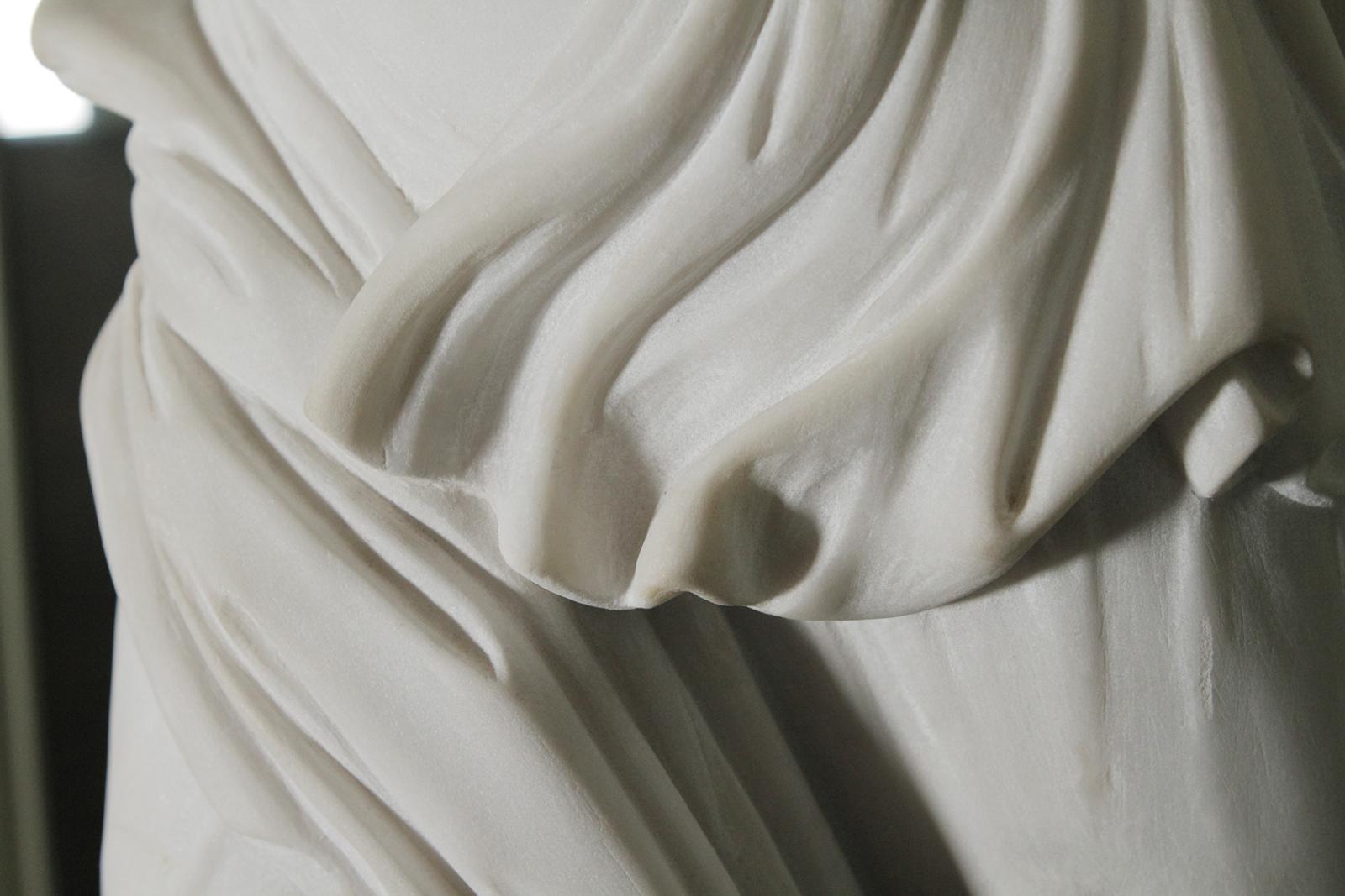19th Century Marble Figure on Custom Wood Stand La Victoire de Samothrace or Winged Victory