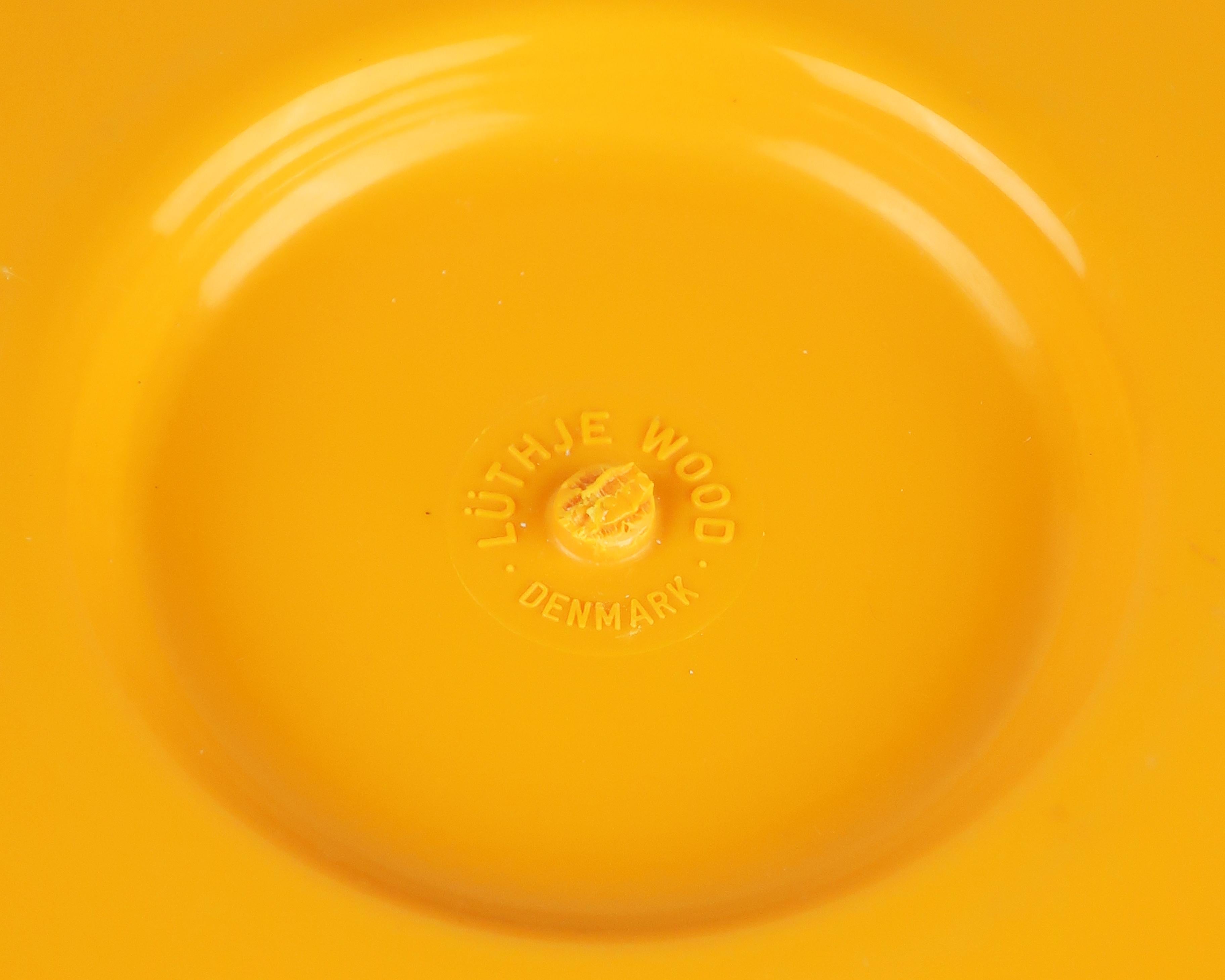 Mid-20th Century Teak and Orange Plastic Ice Bucket by Luthje Wood