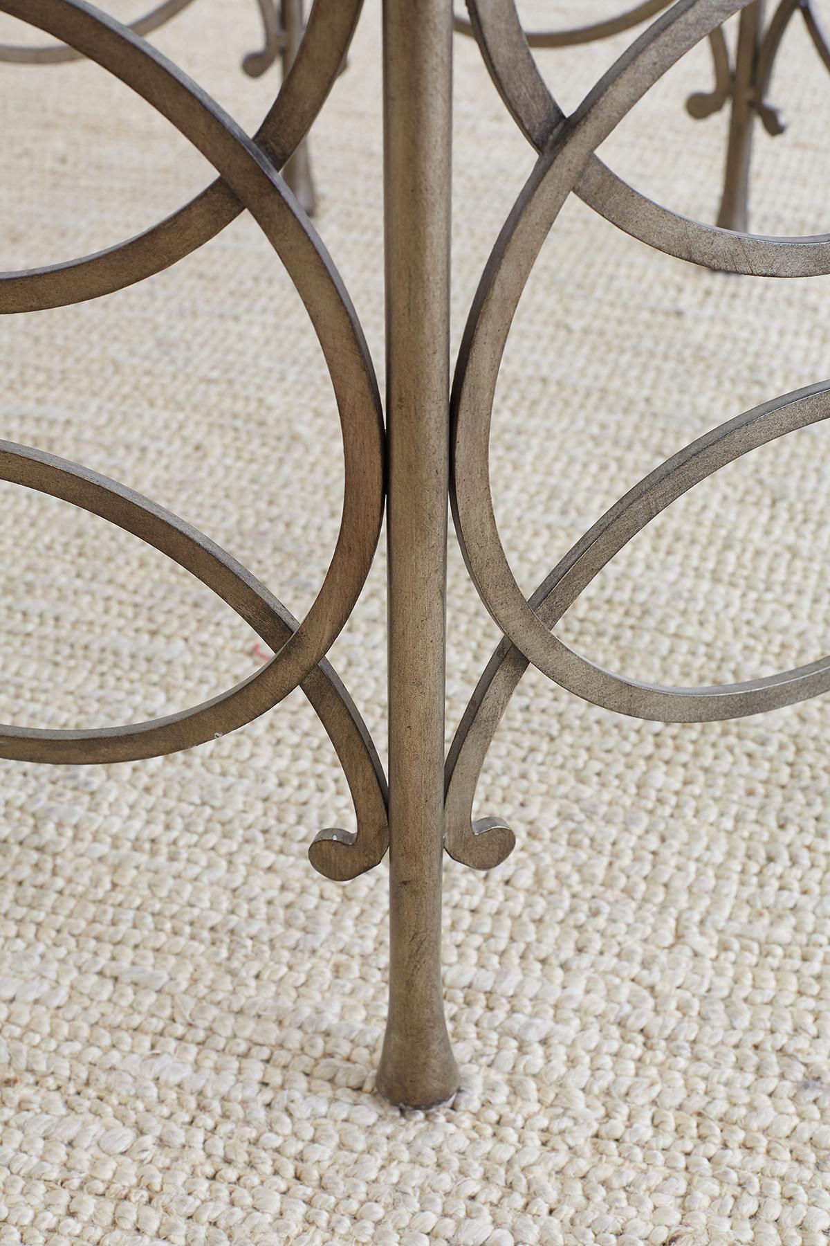 Round Neoclassical Style Silverleaf Metal Dining Table 1