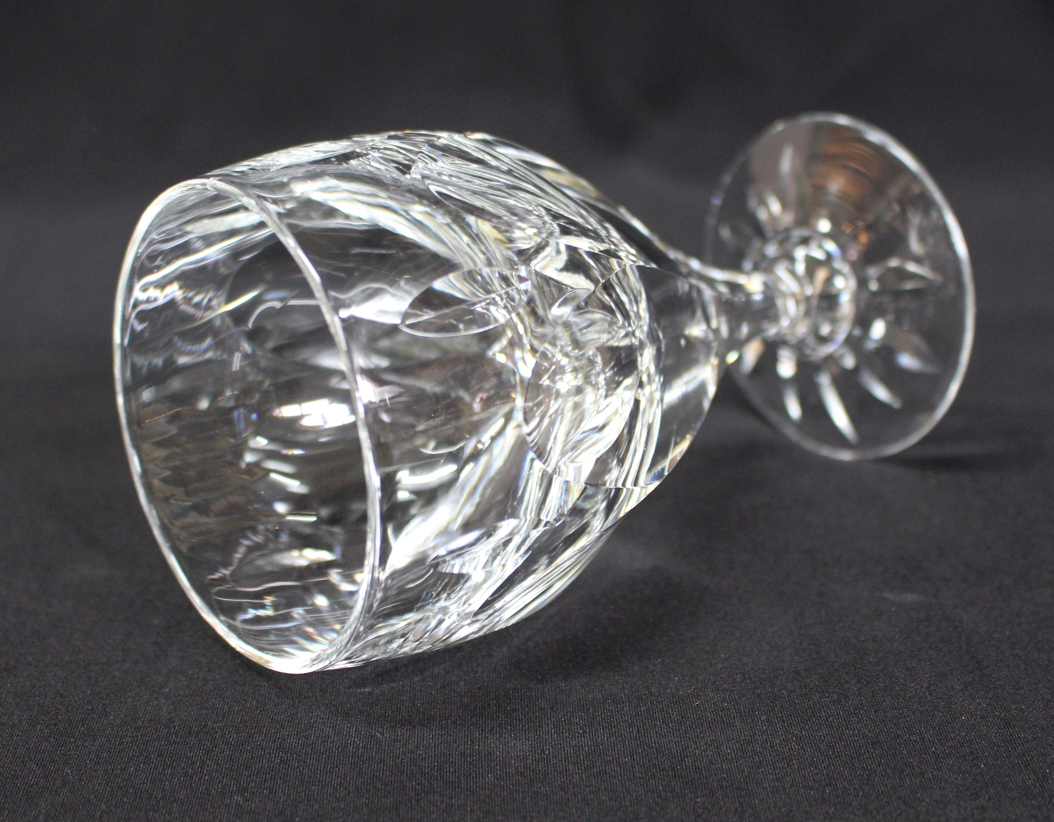 Set of Six Fine Cut Glass English Crystal Wine Glasses For Sale 3