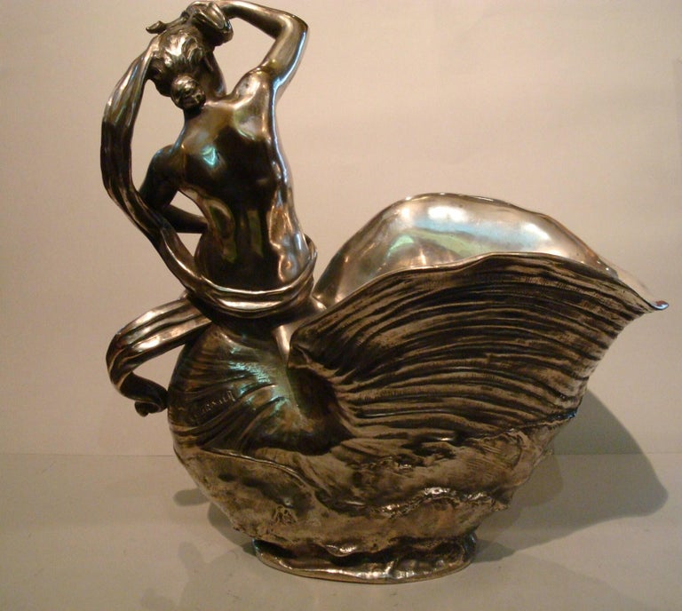 Classic Nude Women Bronze Sculpture Champagne, Wine Cooler, France at