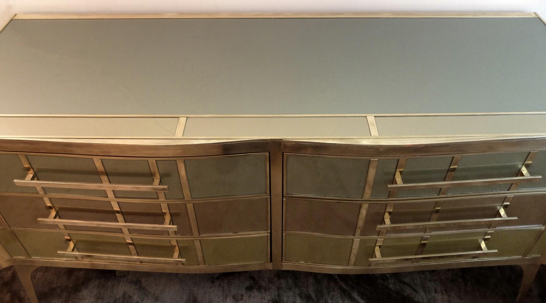 Italian Pastel Colored Glass and Brass Sideboard 2