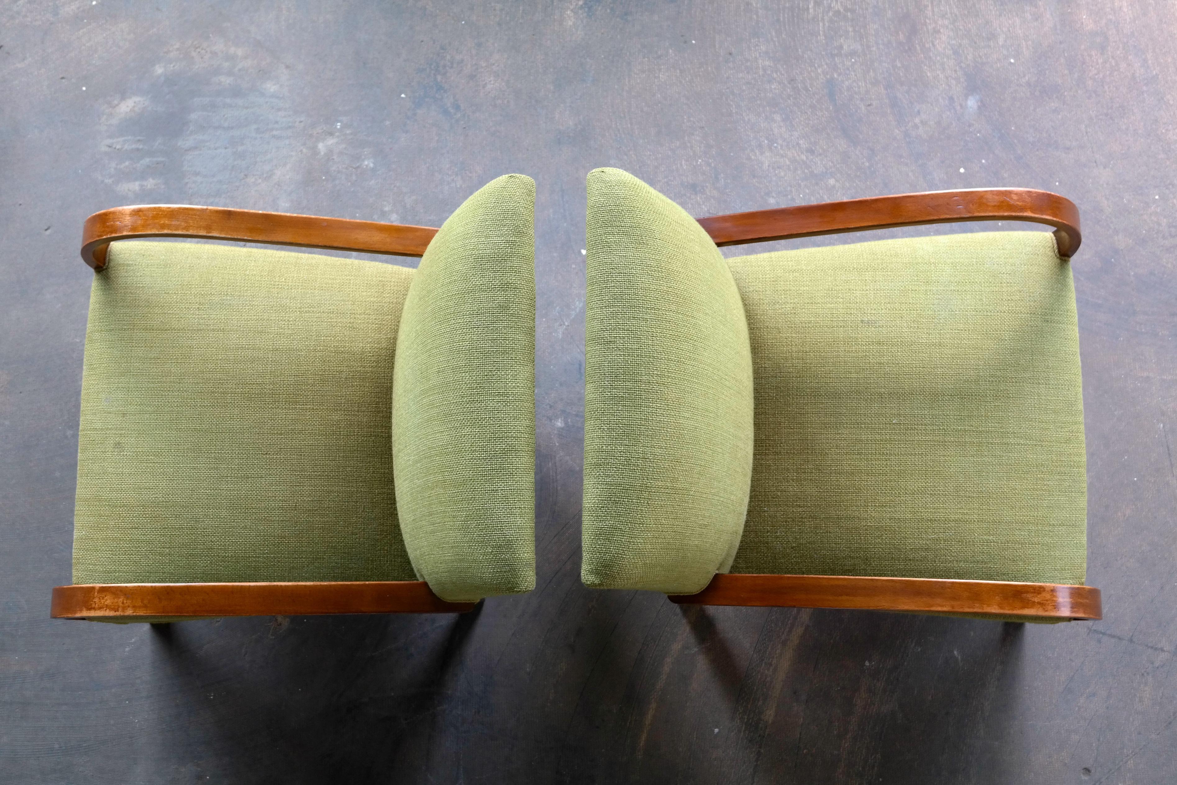 Pair of Early Midcentury Danish Art Deco Low Lounge Chairs 2