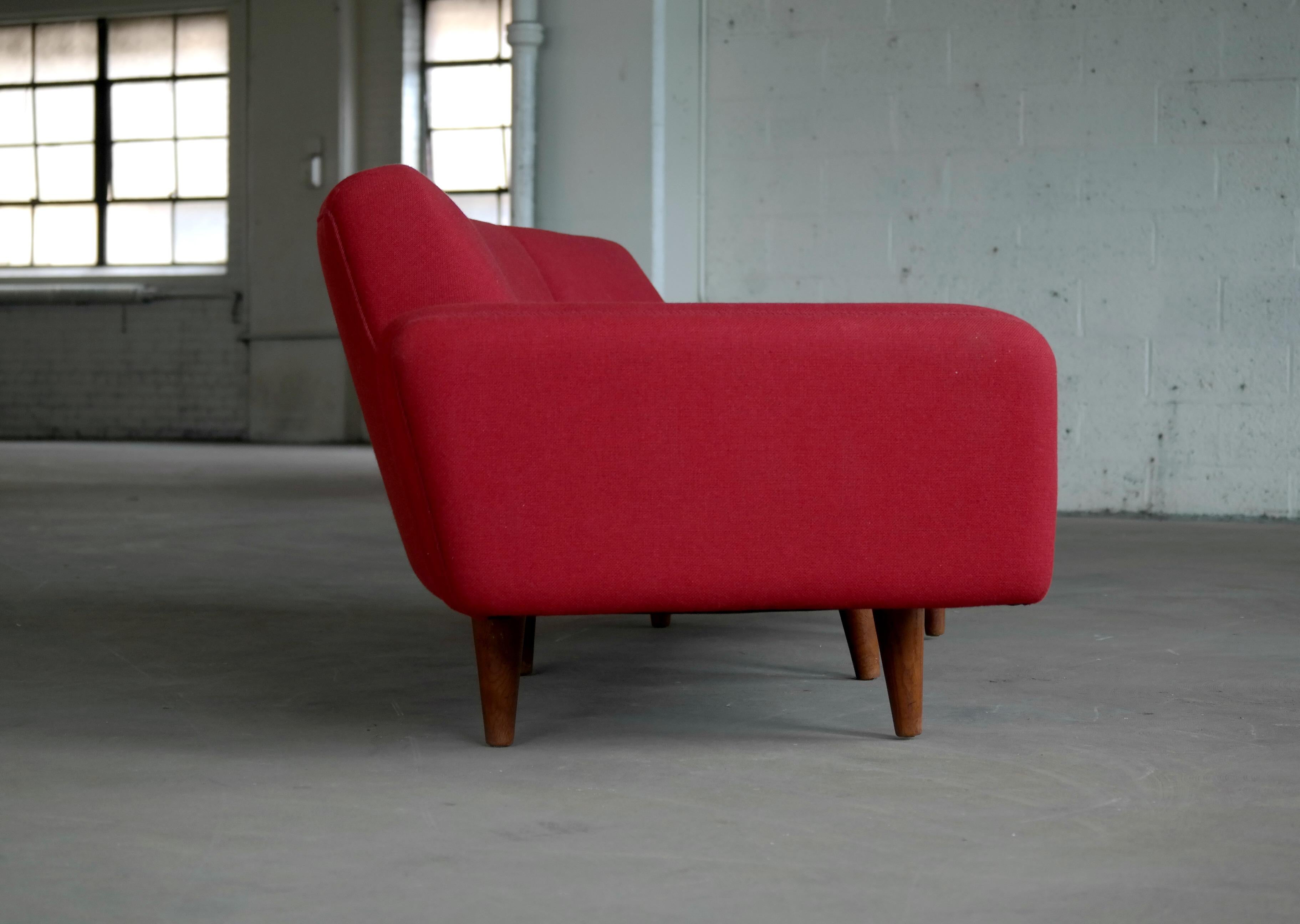 Wool Large Danish 1960s Illum Wikkelso Designed Curved Sofa Model 450 for Aarhus