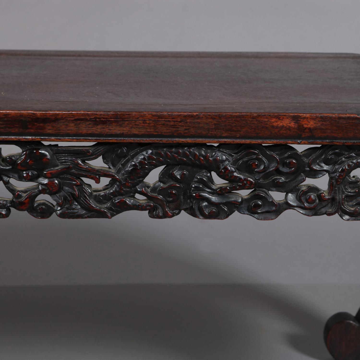 Antique Chinese Figural Carved Hardwood Low Table, 20th Century 3