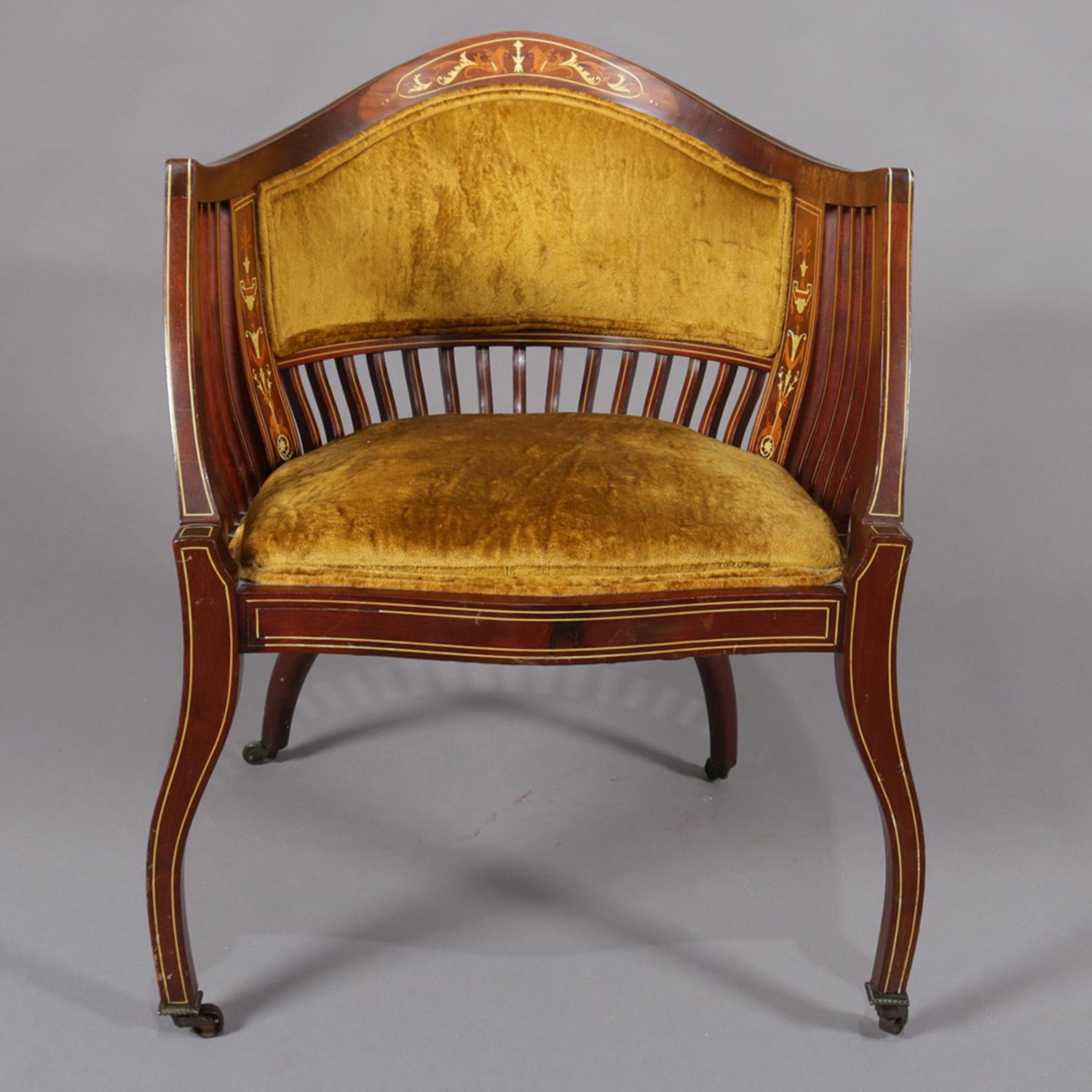 Antique Italian Neoclassical Satinwood Marquetry Inlaid Side Chair, circa 1890 1