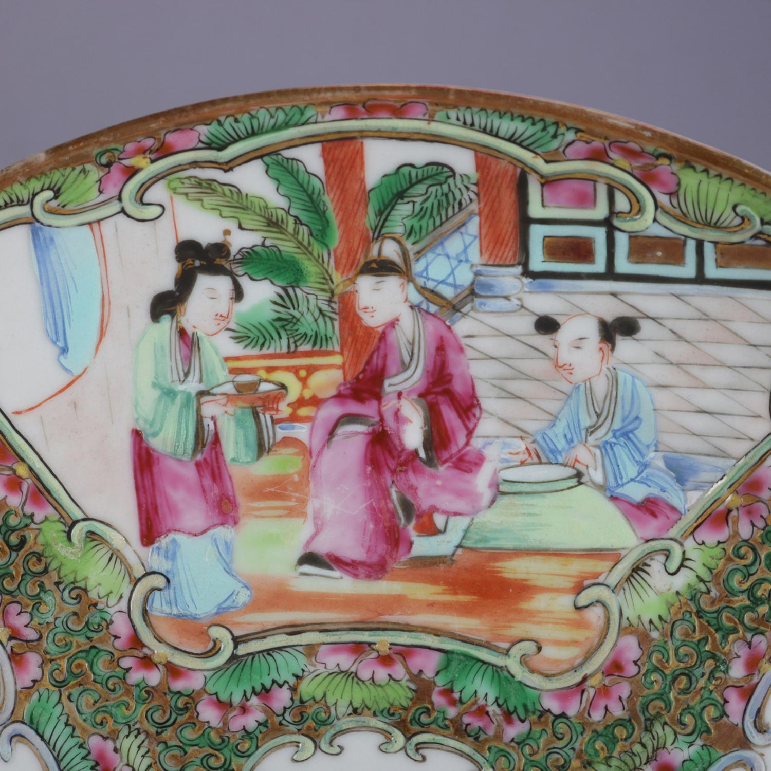 34 Piece Antique Chinese Rose Medallion Enameled Porcelain Dining Set 2