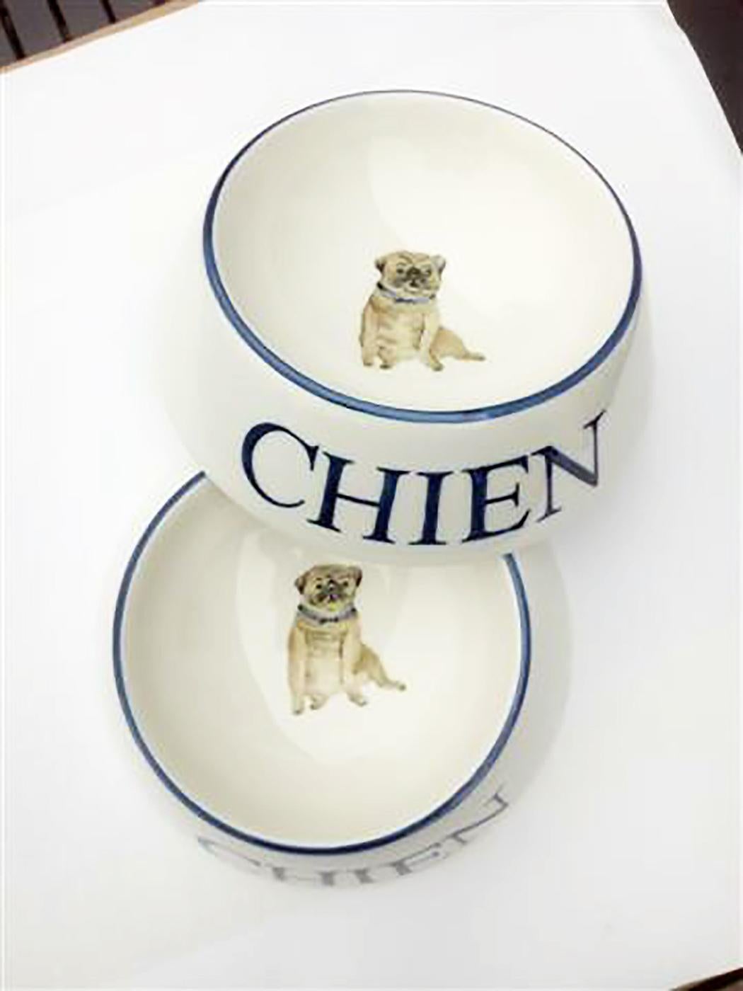 Contemporary Modern Dog Bowl Porcelain Handpainted Customized Sofina Boutique Kitzbuehel For Sale