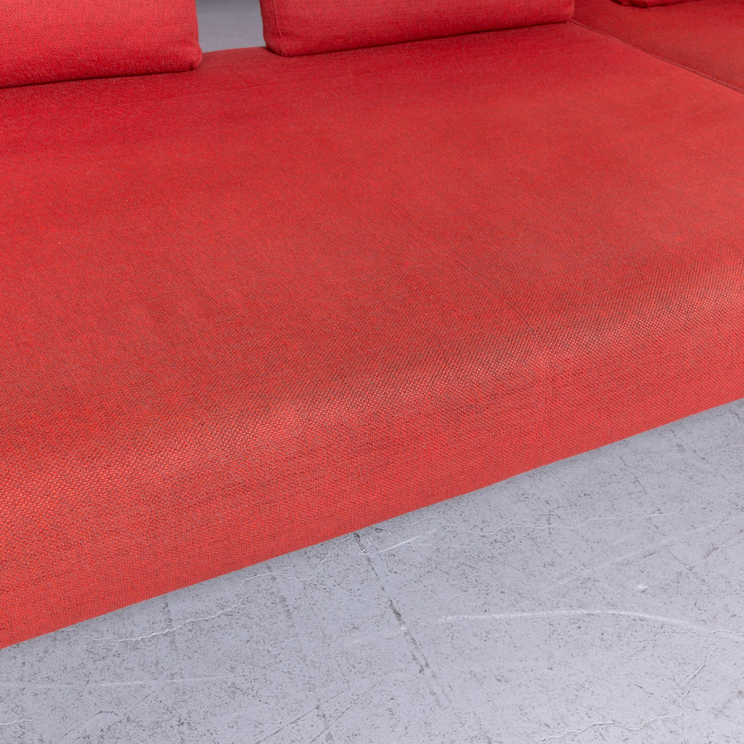 Ewald Schillig Brand Face Designer Sofa Fabric Red Corner Couch In Good Condition For Sale In Cologne, DE