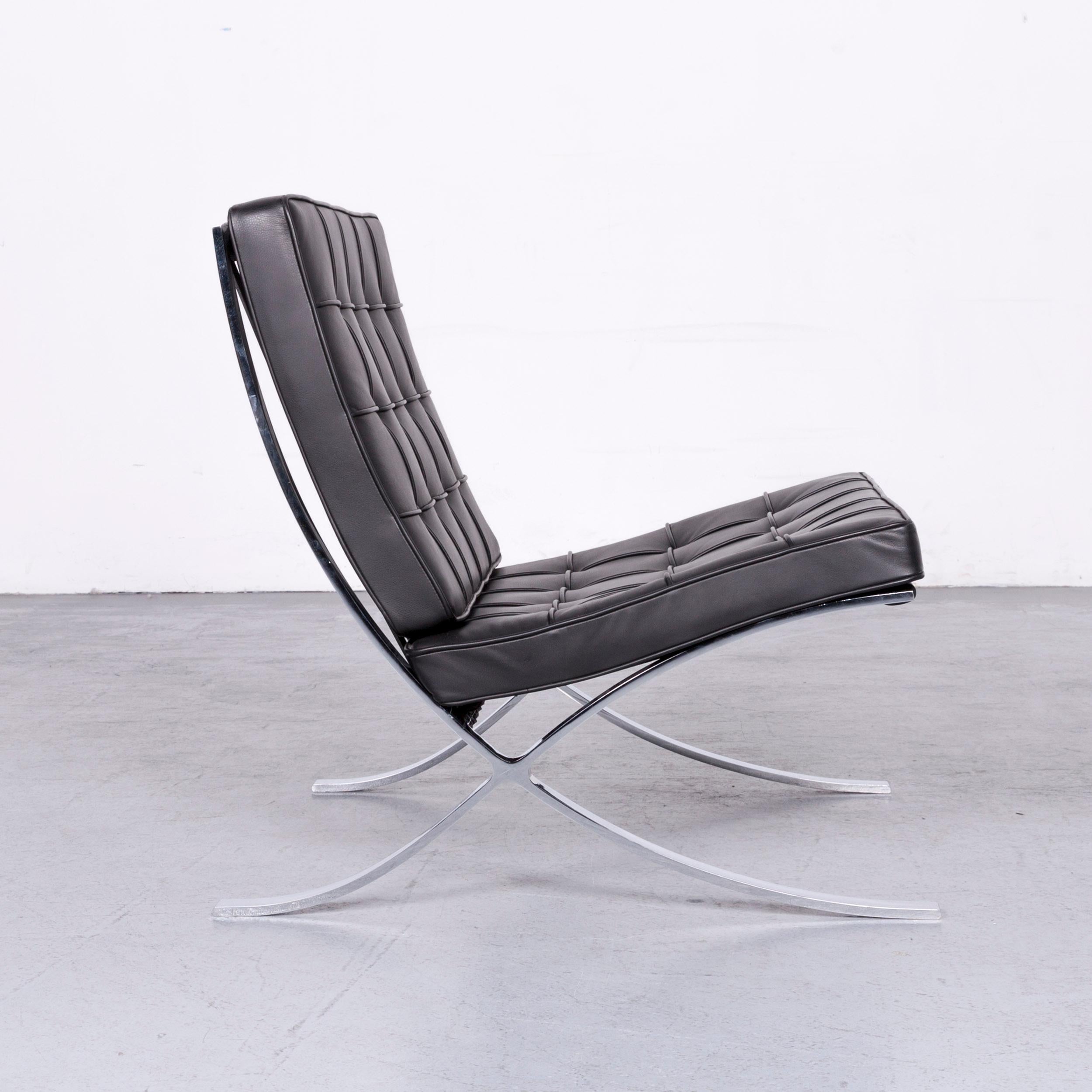 Knoll International Barcelona Chair Black Leather Ludwig Mies van der Rohe For Sale 2
