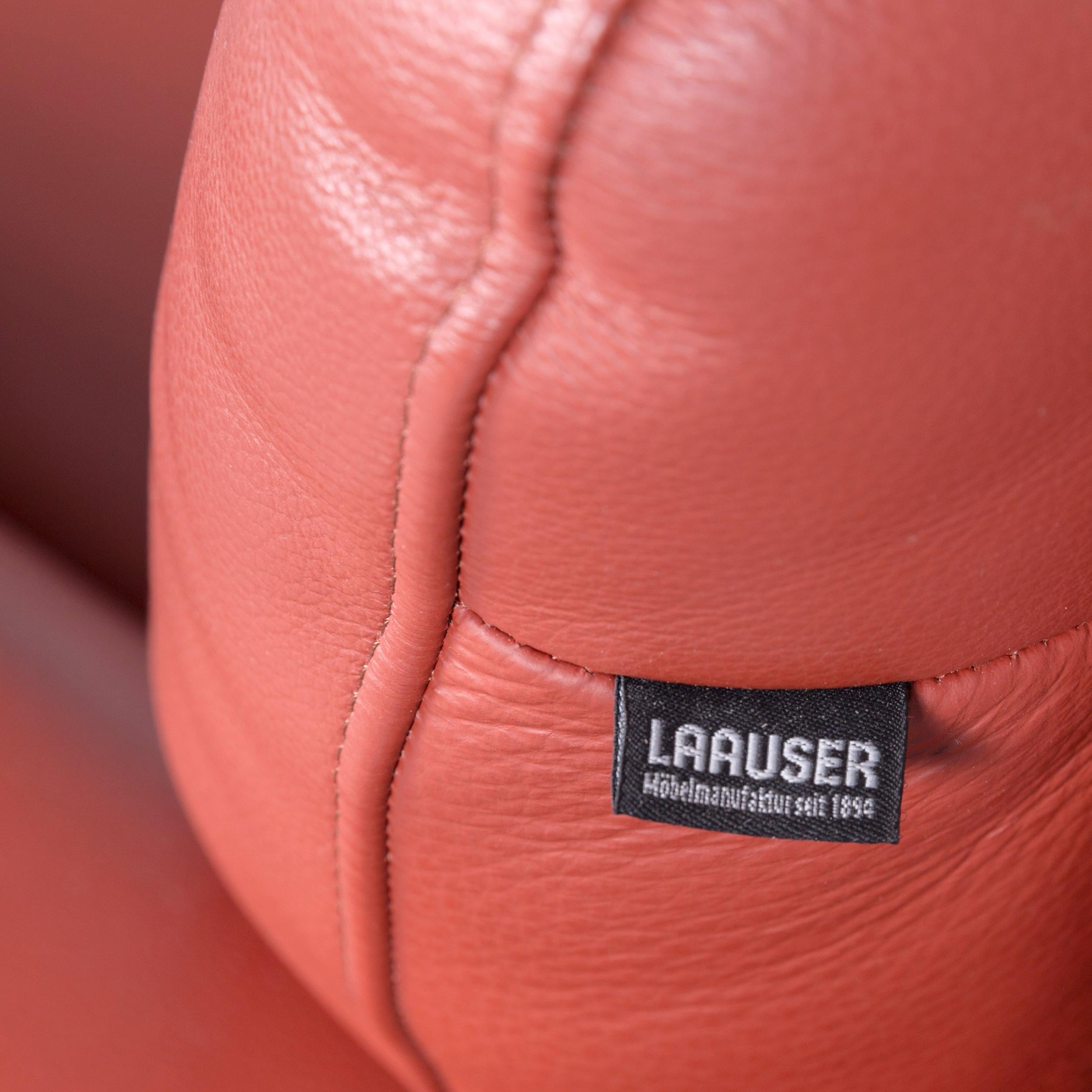 German Laauser Corvus Designer Sofa Corner-Sofa Footstool Set Leather Red Couch