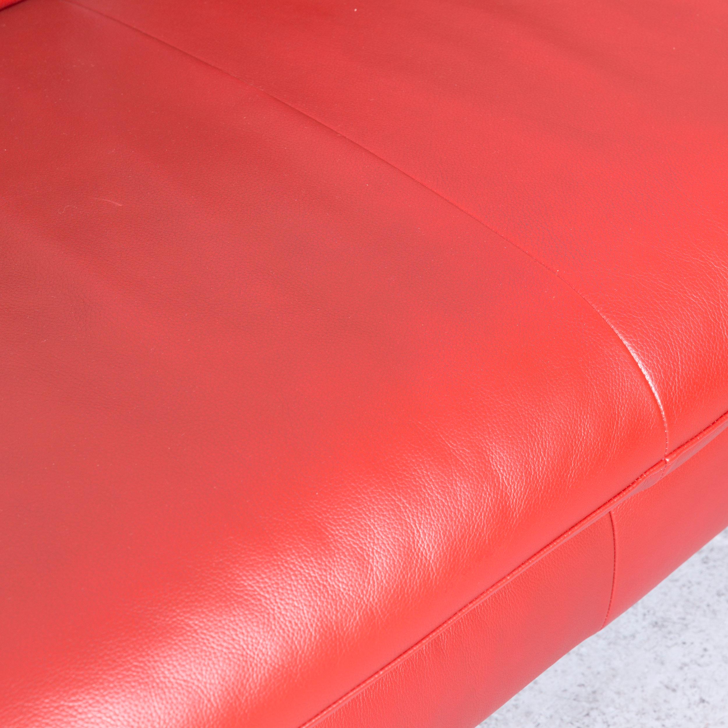 Willi Schillig Designer Leather Corner Sofa Red Corner-Couch In Good Condition For Sale In Cologne, DE
