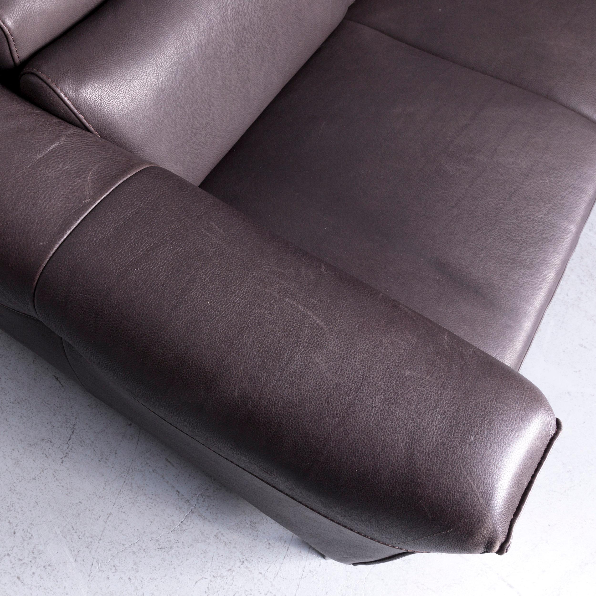 Natuzzi Designer Leather Sofa Two-Seat Couch Brown 1