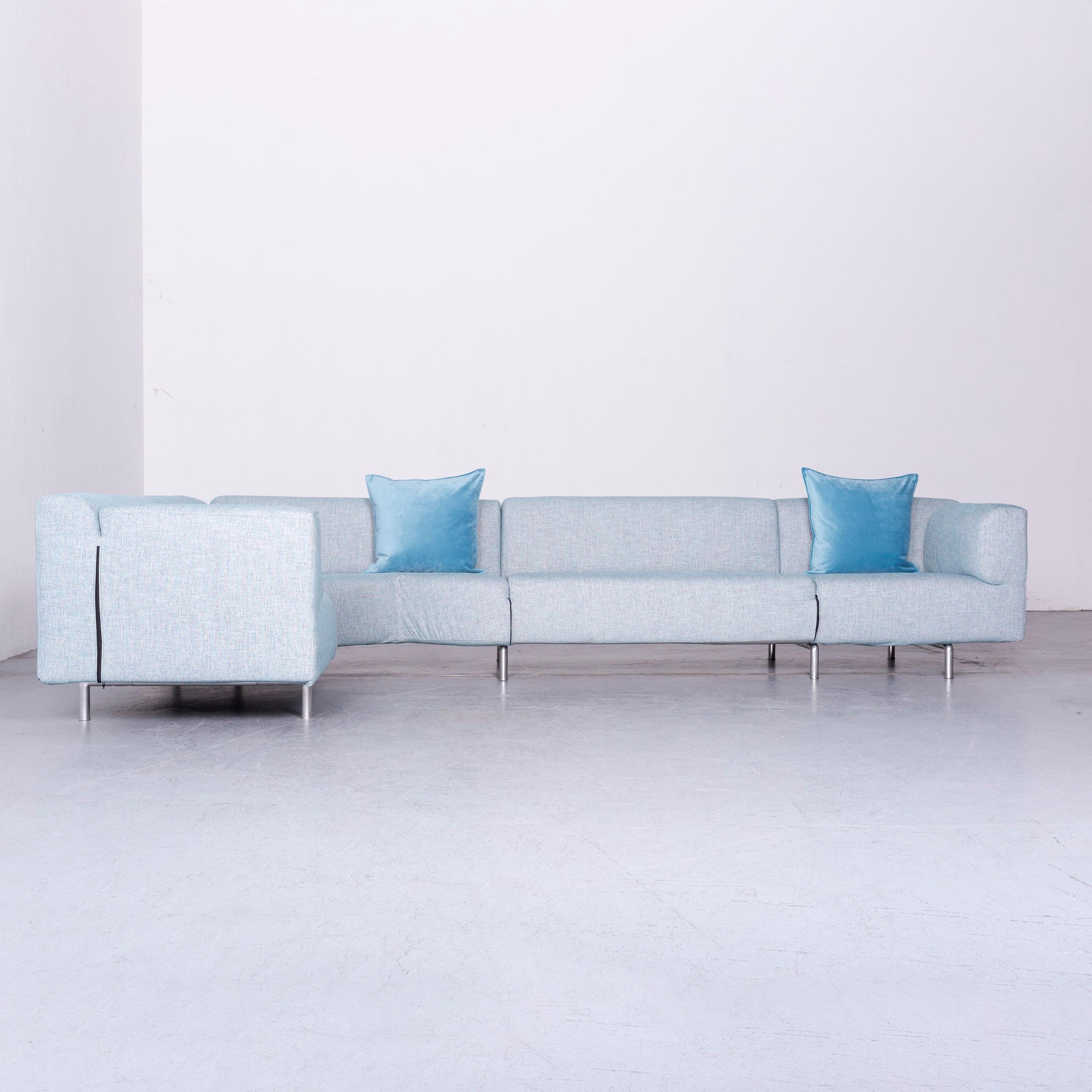 Leather Cassina Met Designer Corner Sofa Couch Blue Fabric