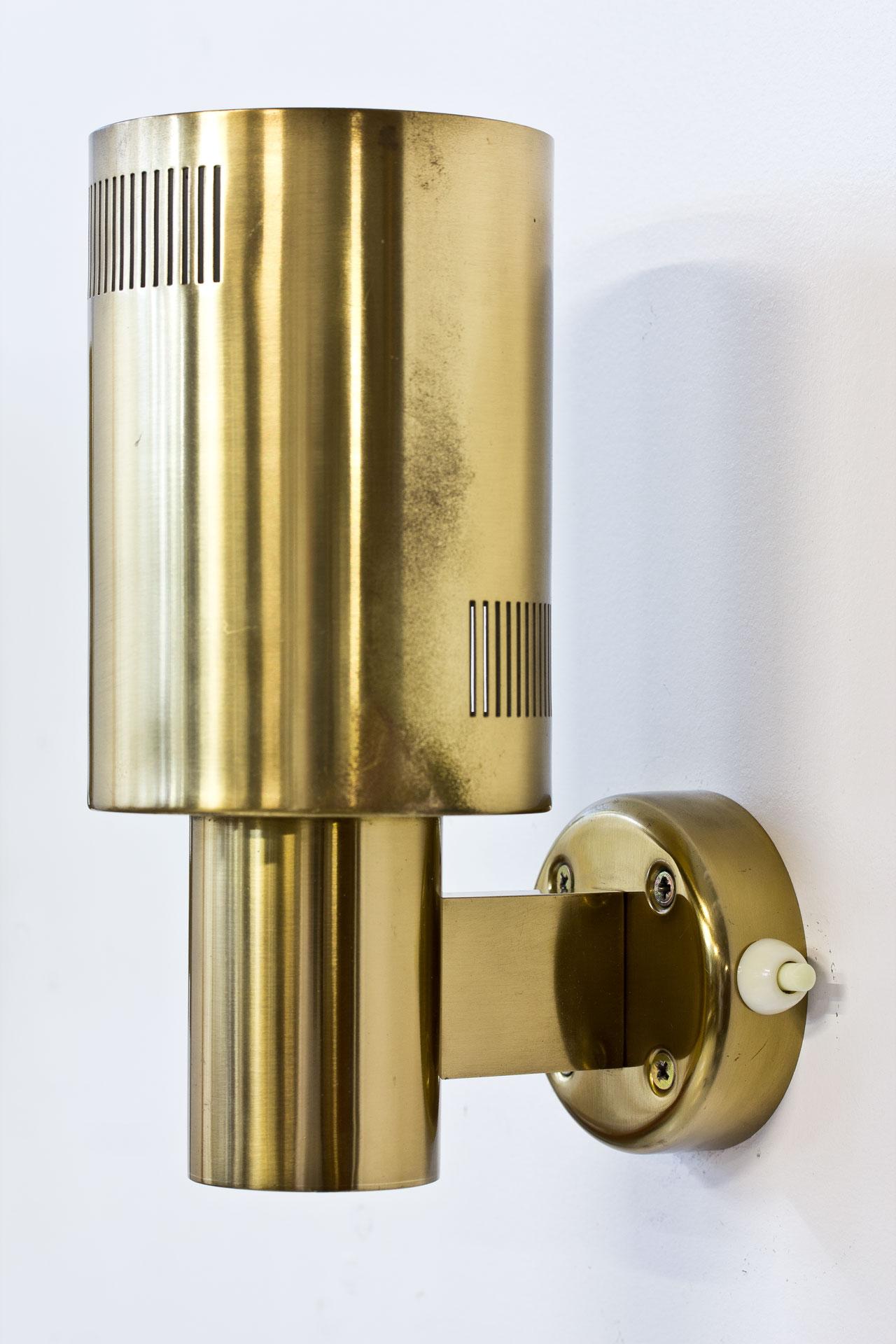 Scandinavian Modern Brass Wall Lamps from Sweden, Set of Two 1