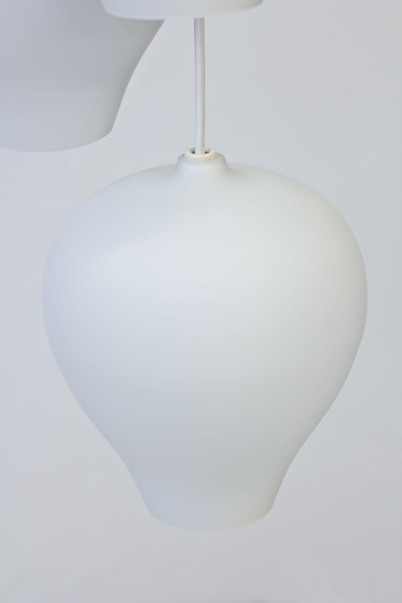 Scandinavian Modern Matte Opal Glass Pendant Lamps, Sweden, Set of 4 1