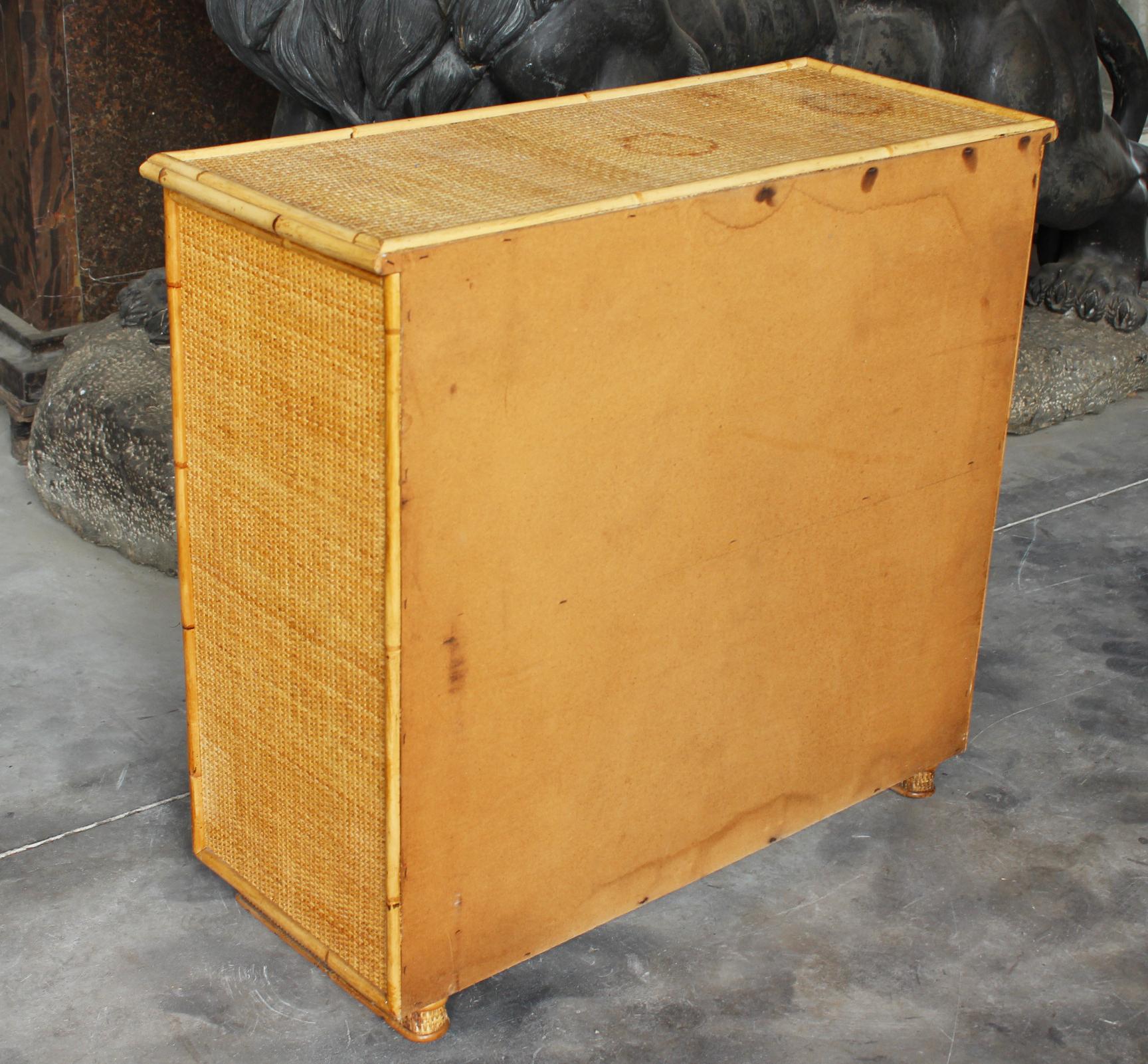 1980s Spanish Bamboo and Rattan Four Drawer Chest 2