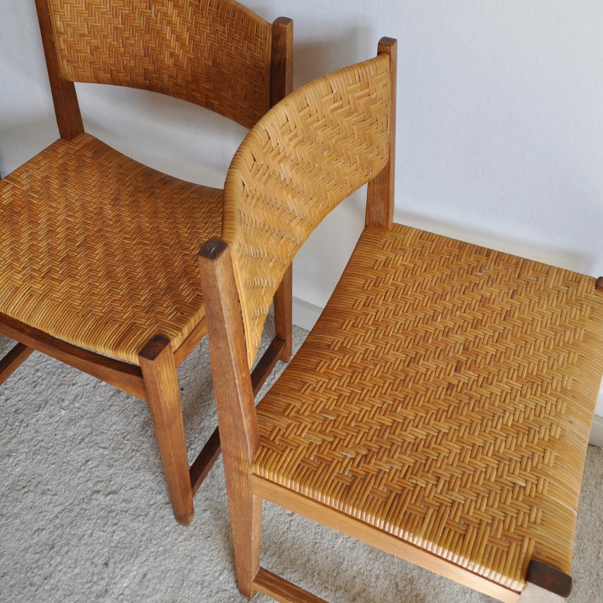 Oak and Cane Dining Chairs designed by Peter Hvidt & Orla Mølgaard-Nielsen For Sale 1