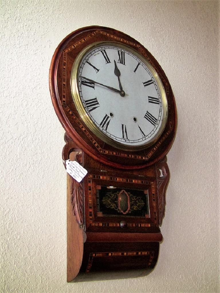 Hand-Crafted 19 Century American Inlaid Regulator Wall Clock