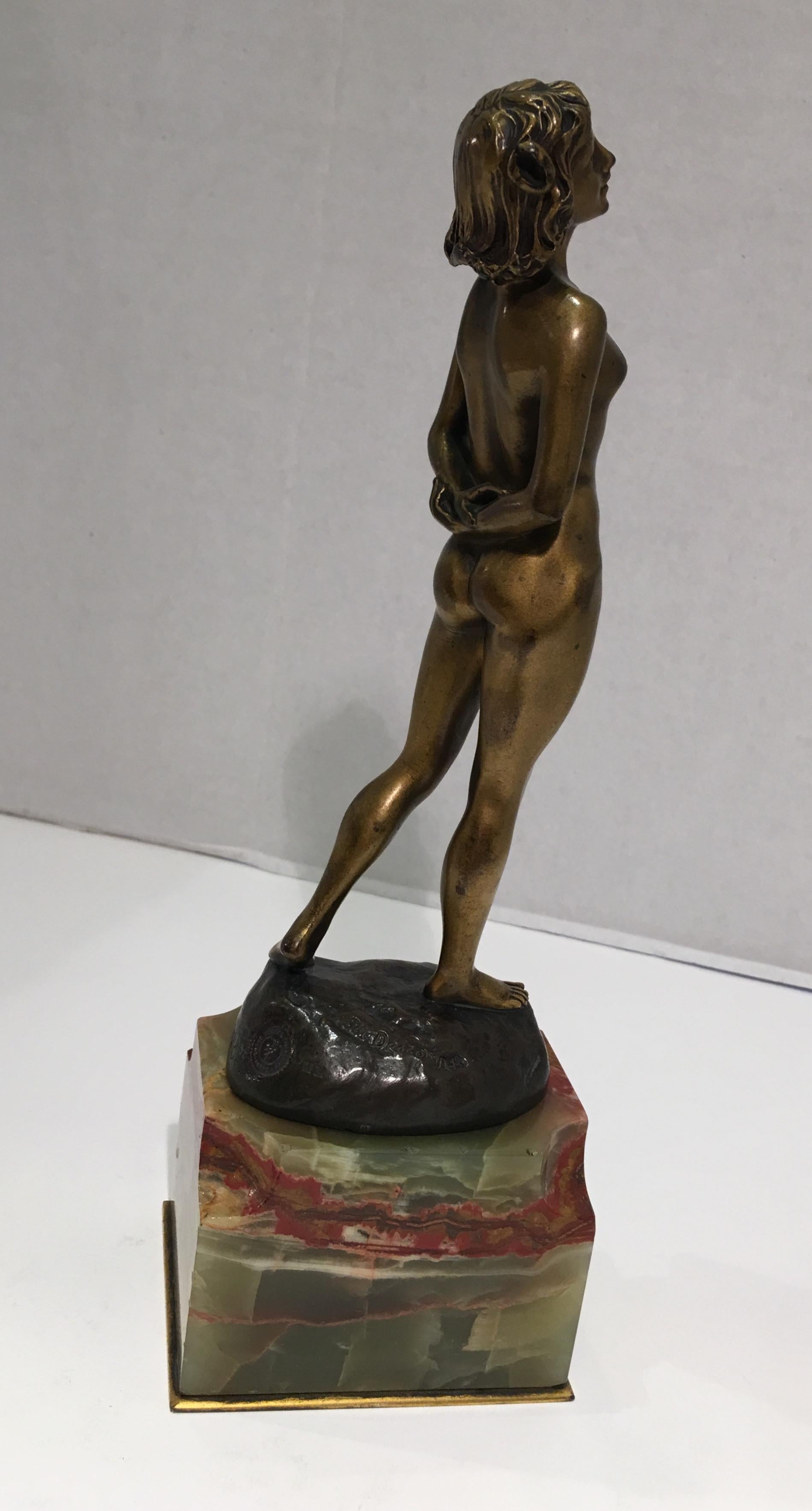 French Art Deco Bronze Nude Woman by Joseph Jules Emmanuel Cormier Joe Descomps 1