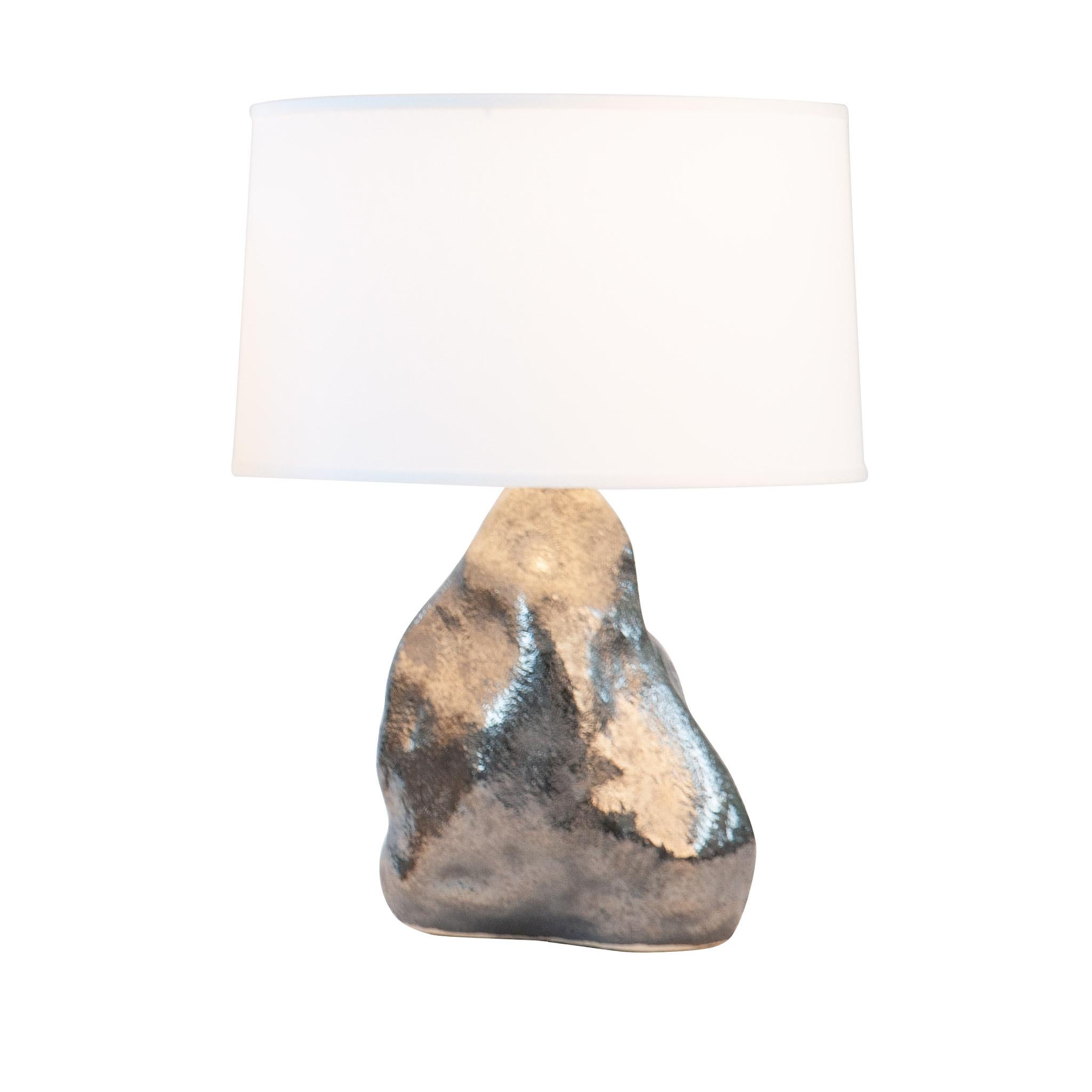 Contemporary J Schatz Studio 2018 Platinum Amorphous Table Lamp Pair, One of a Kind