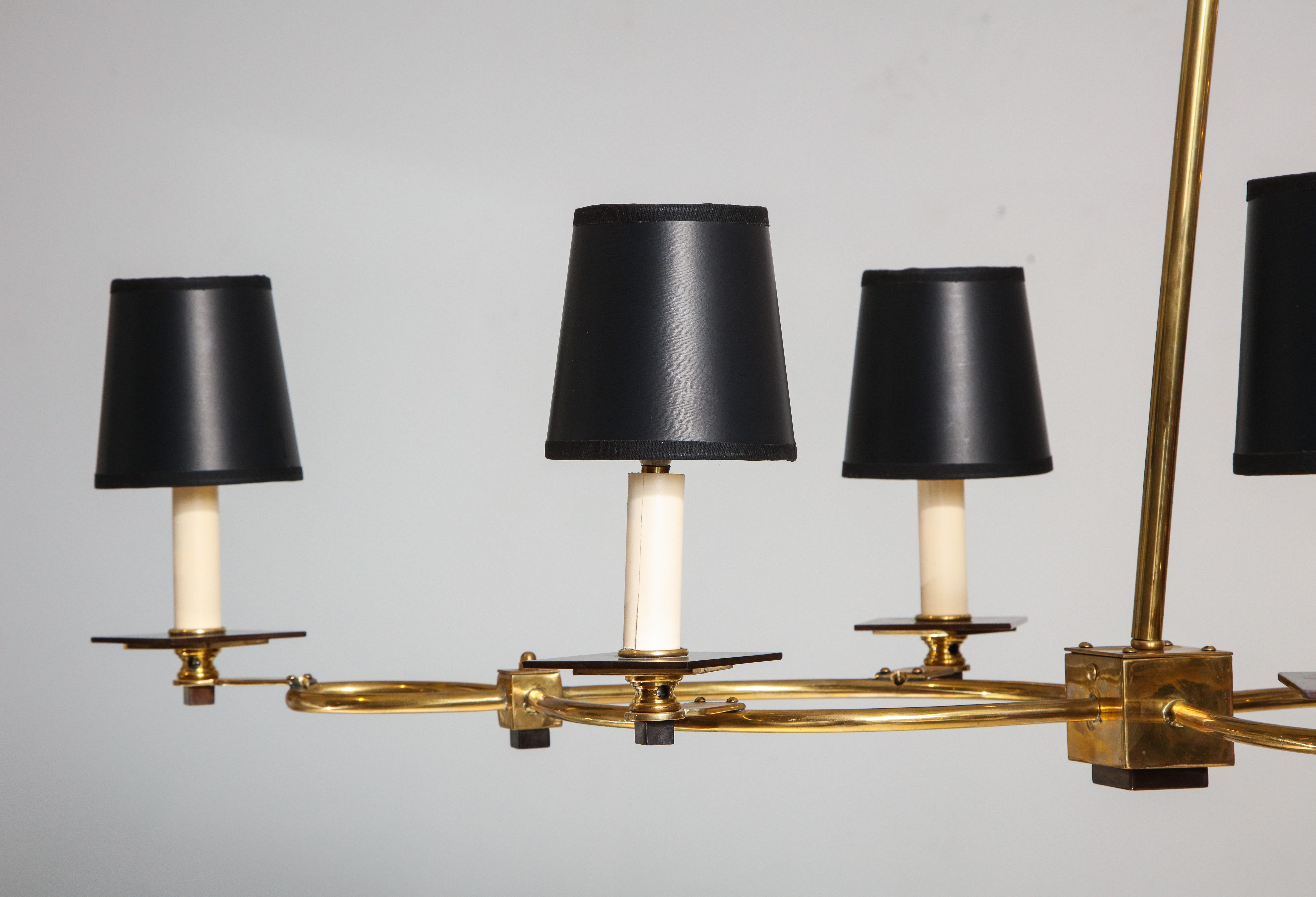 Custom Midcentury-Style Brass and Bronze Eight-Arm Fixture For Sale 2