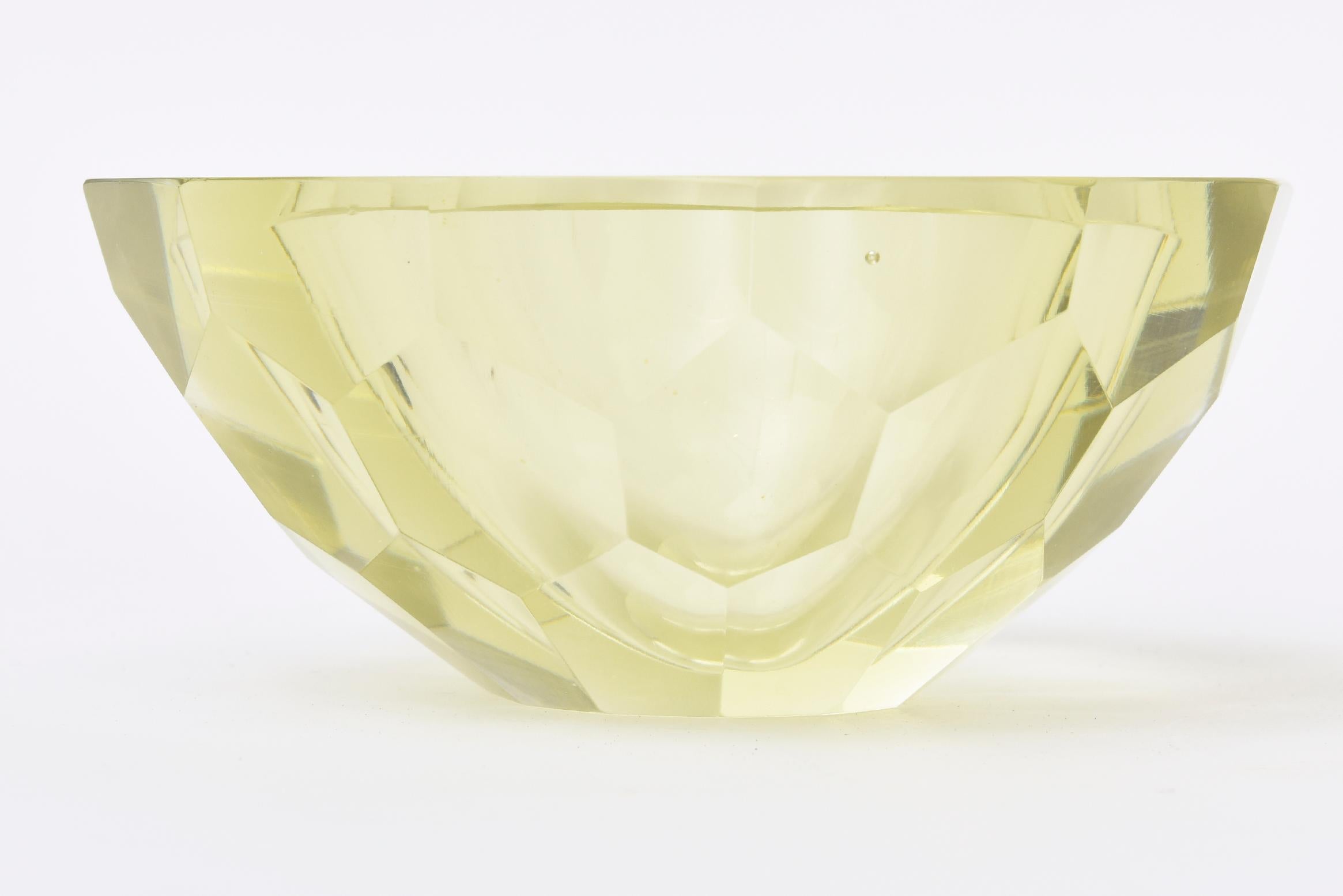 Vintage Italian Murano Diamond Faceted Geode Sommerso Glass Bowl 1