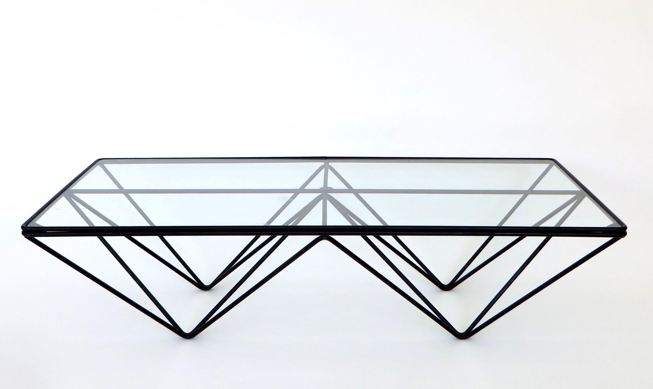 Black Steel and Glass Coffee Table in The Style of Paolo Piva Alanda Table  1