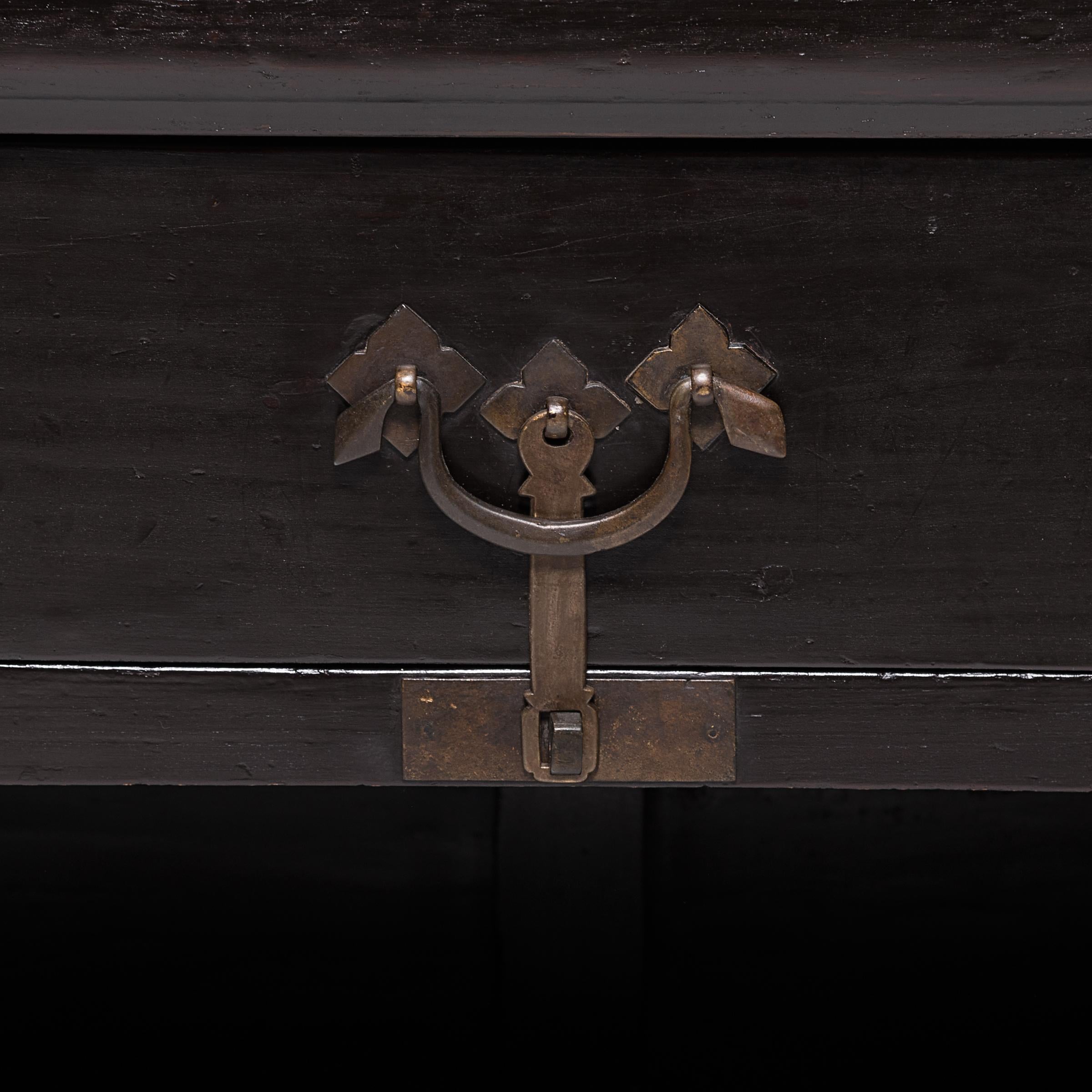 Brass Lacquered Sideboard with Carved Dragon Apron