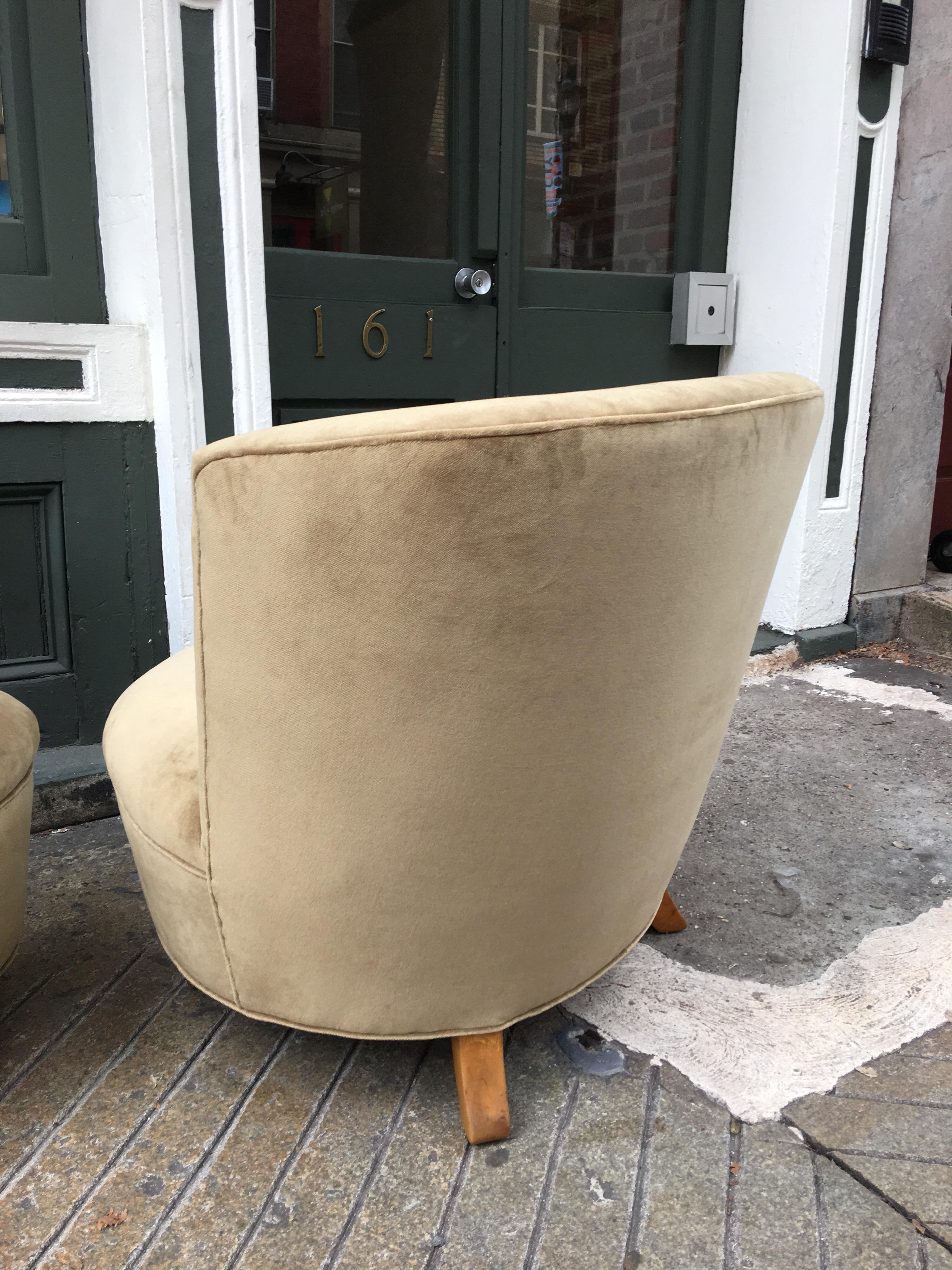 Fabric Barrel Chairs in the Style of Billy Haines