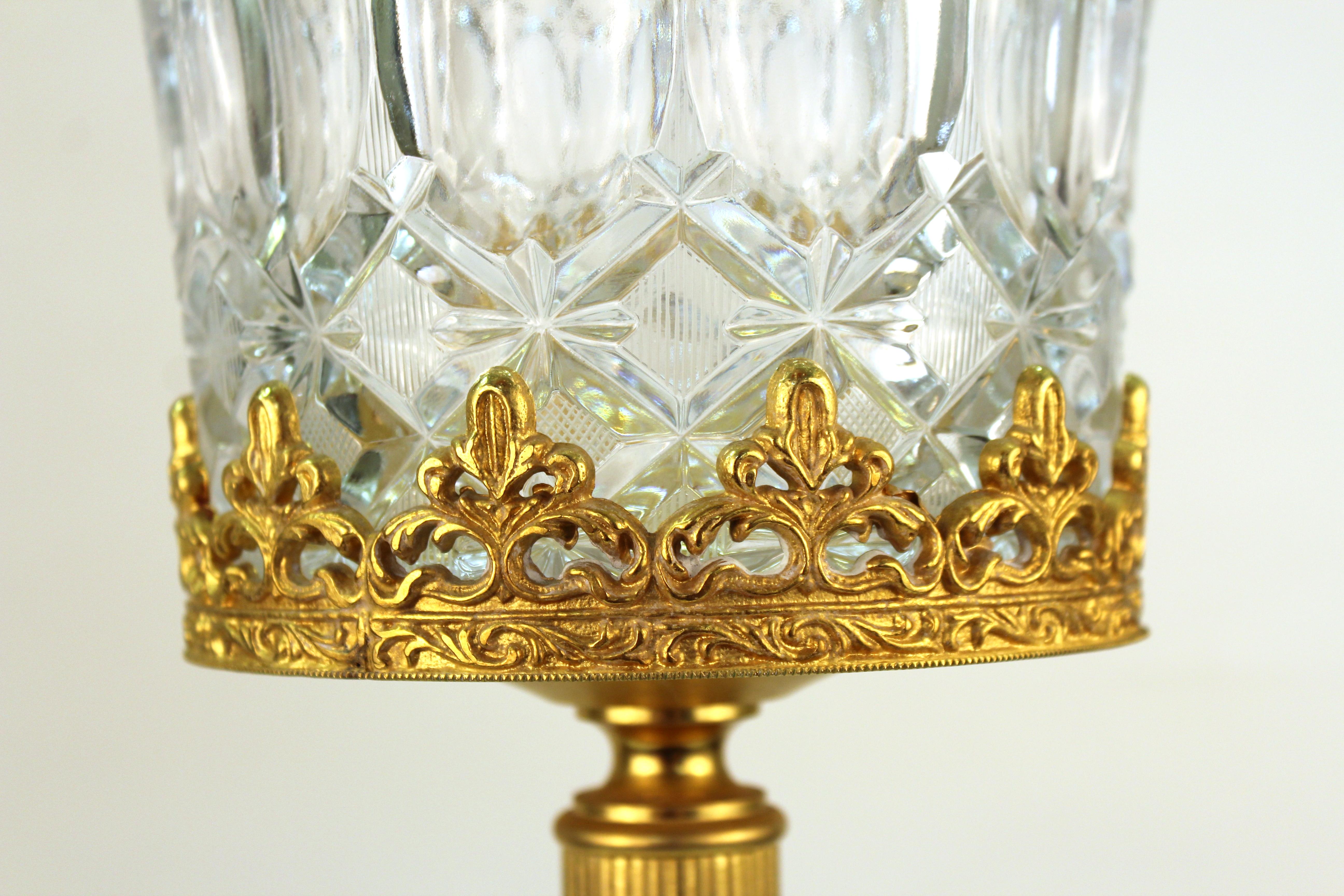 Midcentury German Champagne Bucket in Crystal with Gilt Gold Stand In Excellent Condition In New York, NY