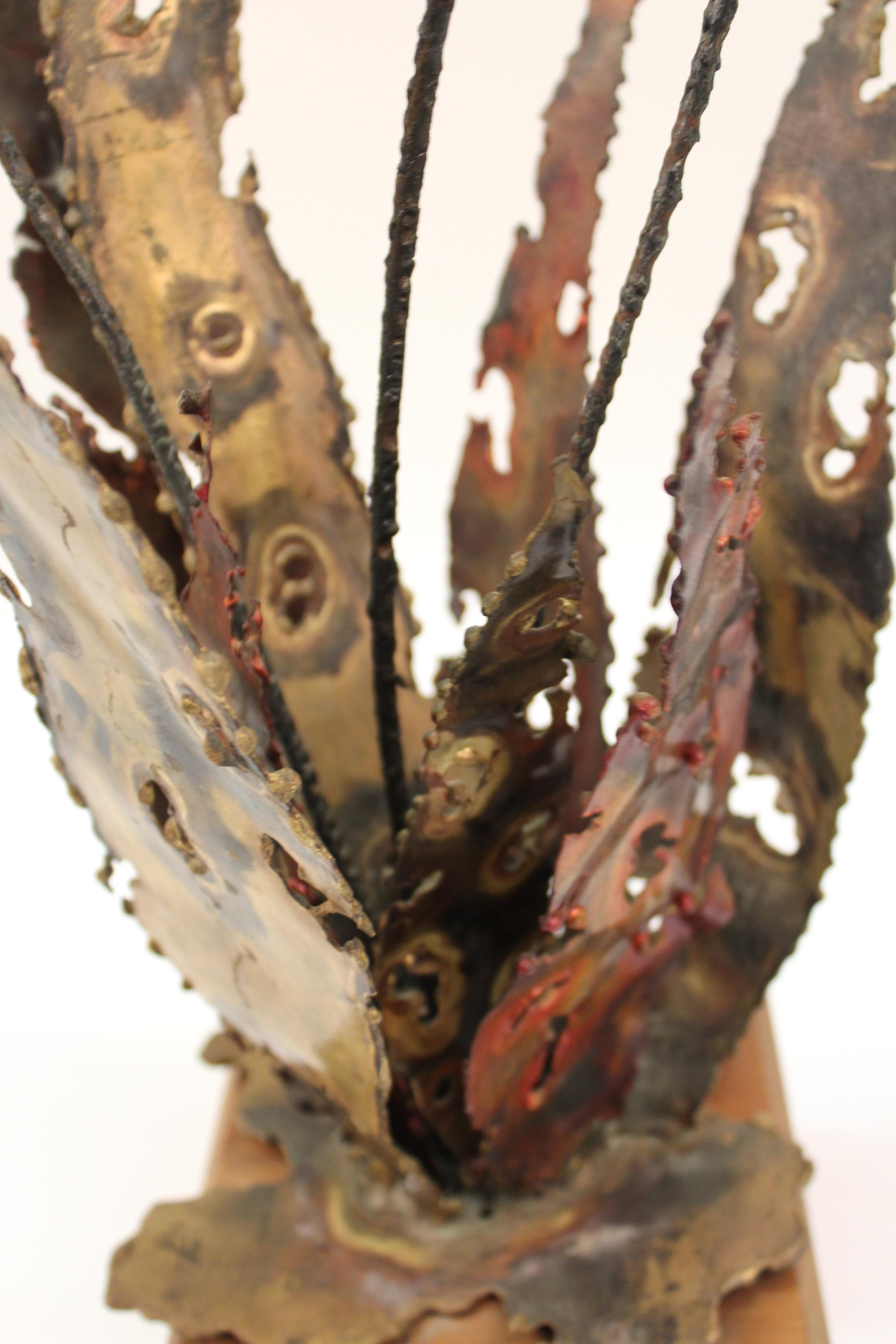 Silas Seandel Brutalist Floriform Sculpture in Patinated Metal 2