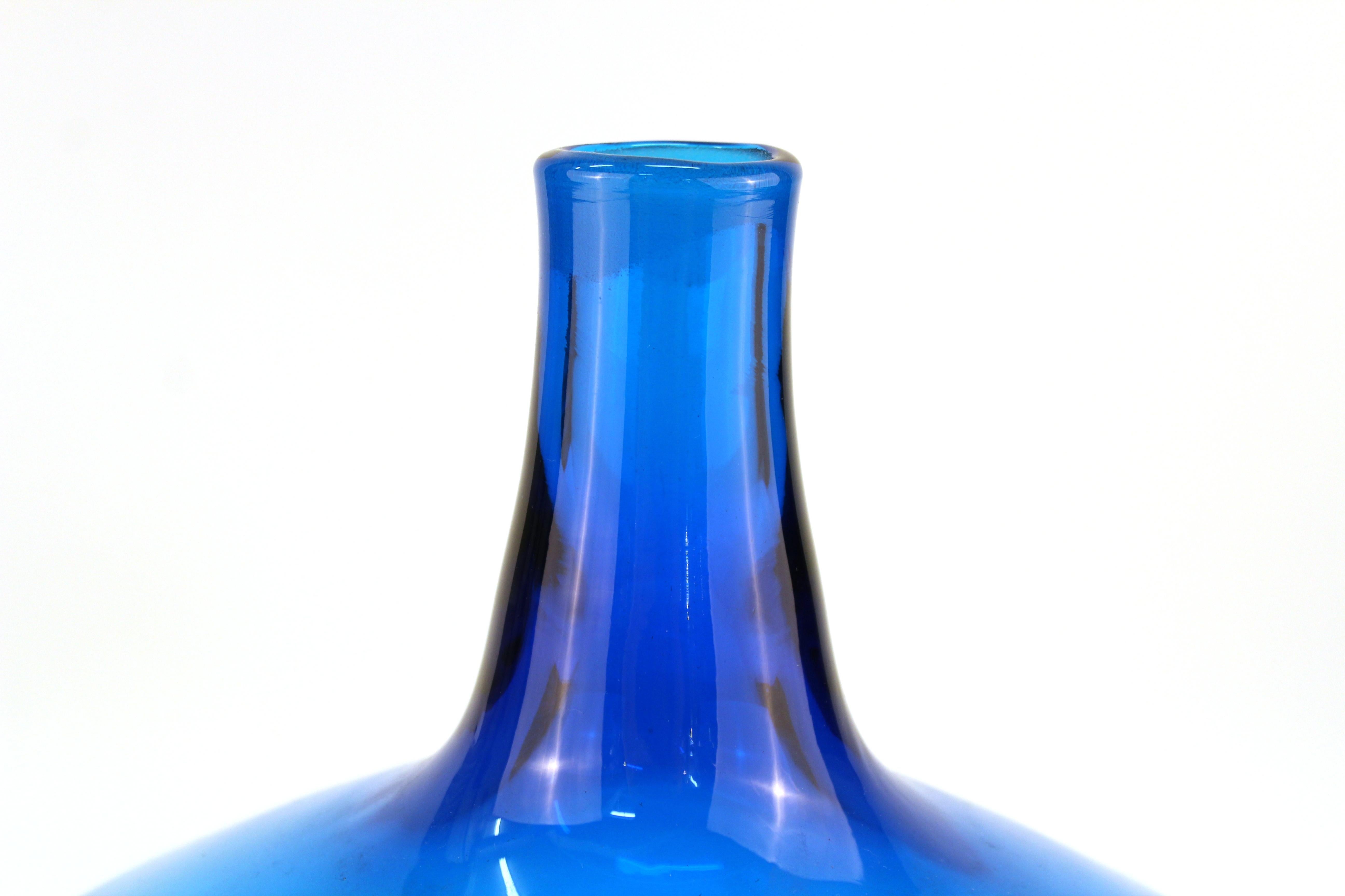 American Joel Myers for Blenko Midcentury Cobalt Blue Glass Decanter & Air Twist Stopper