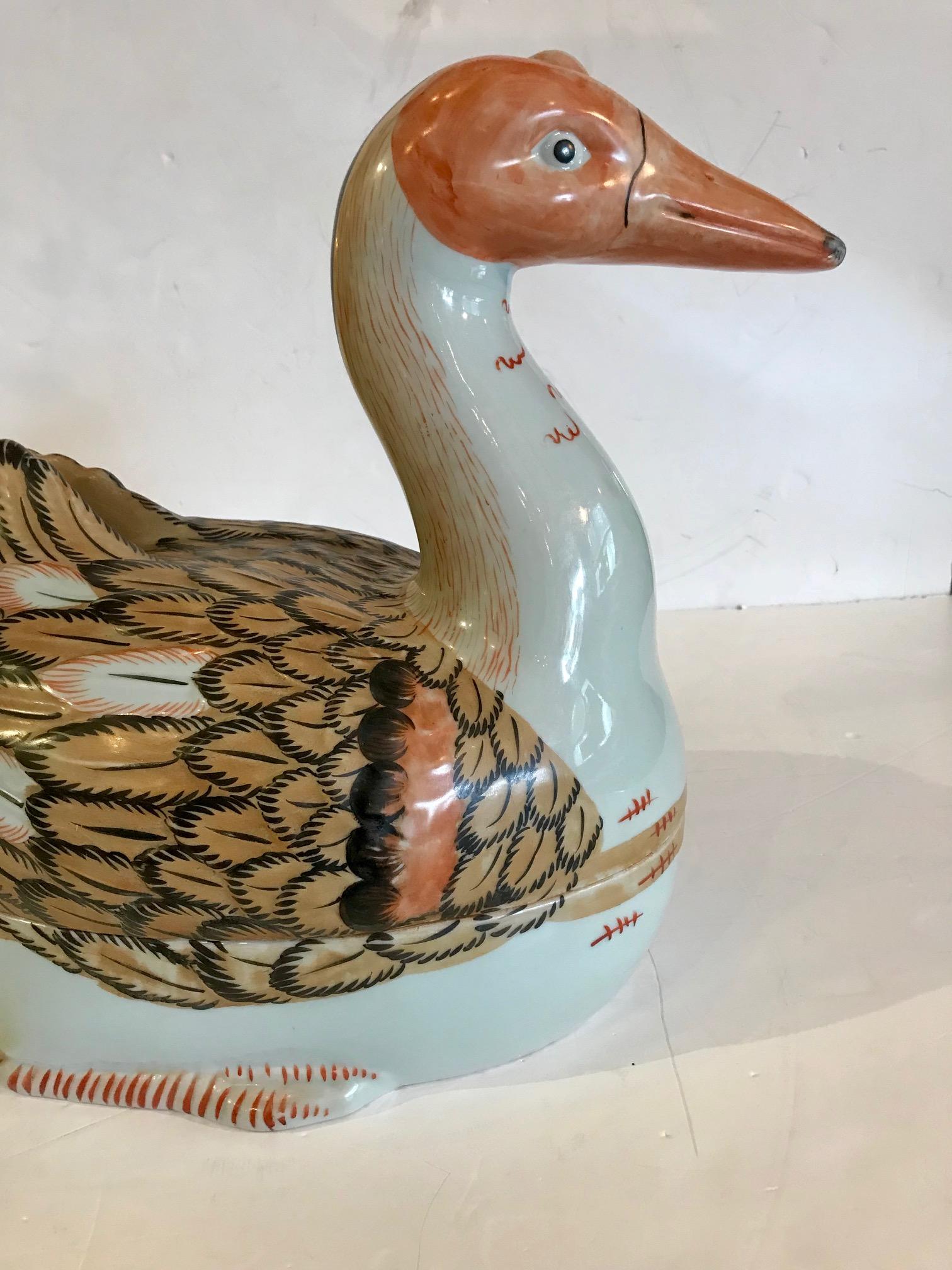 Wonderful Duck Shaped Chinese Hand-Painted Tureen 2