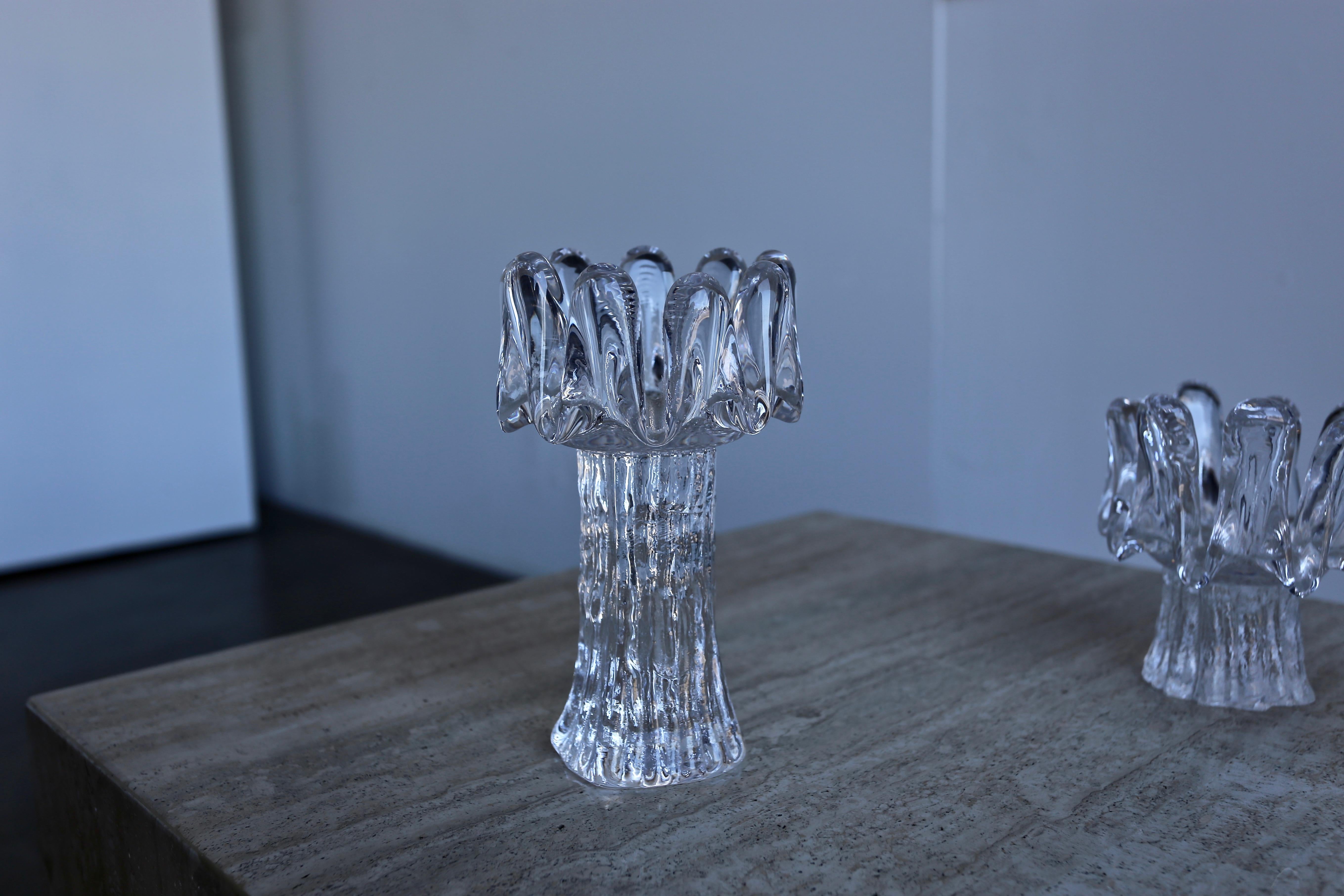 Swedish Goran Wärff Sunflower Candle Holders for Kosta Boda