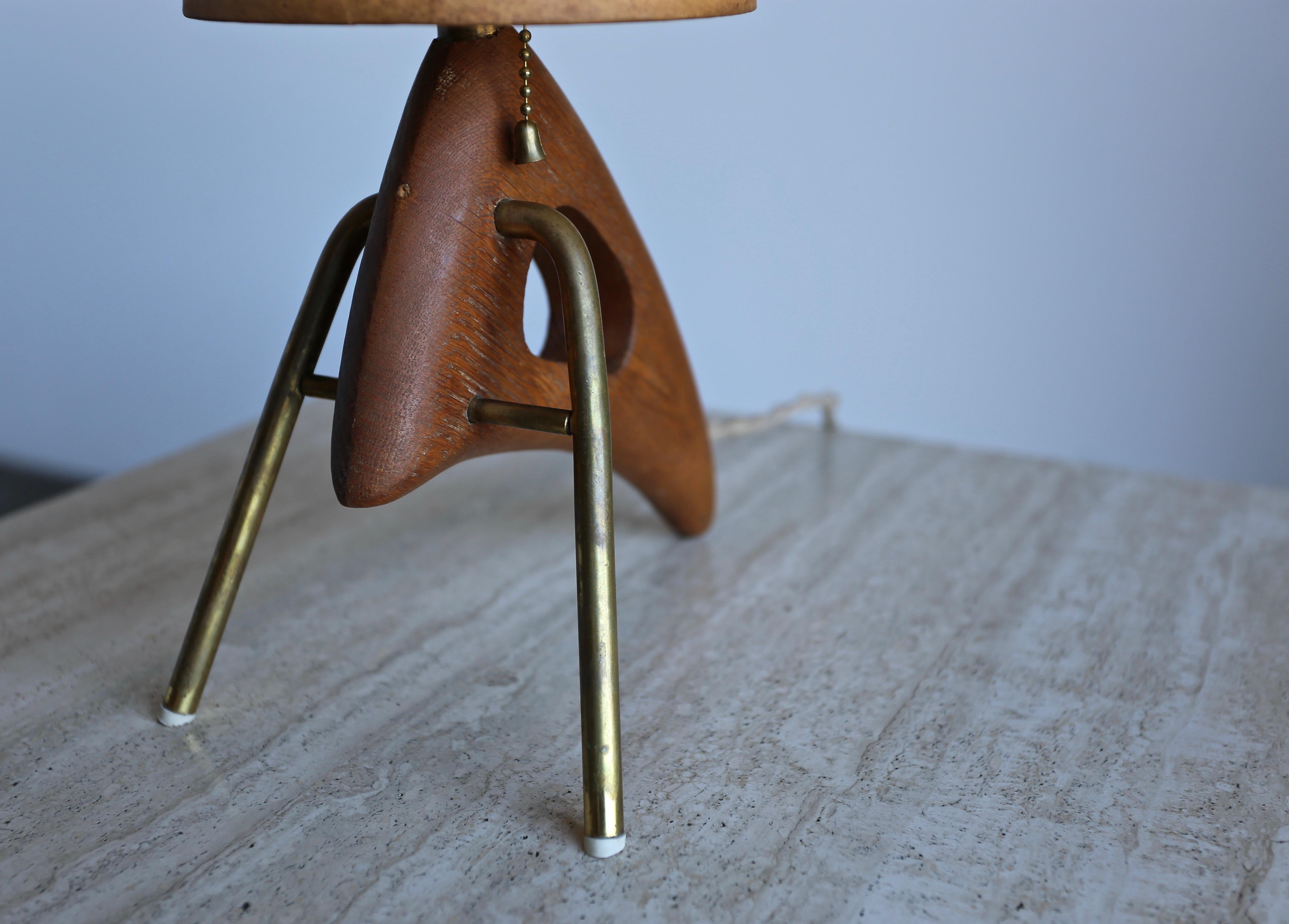 Brass 1950s Sculptural Modernist Table Lamp 