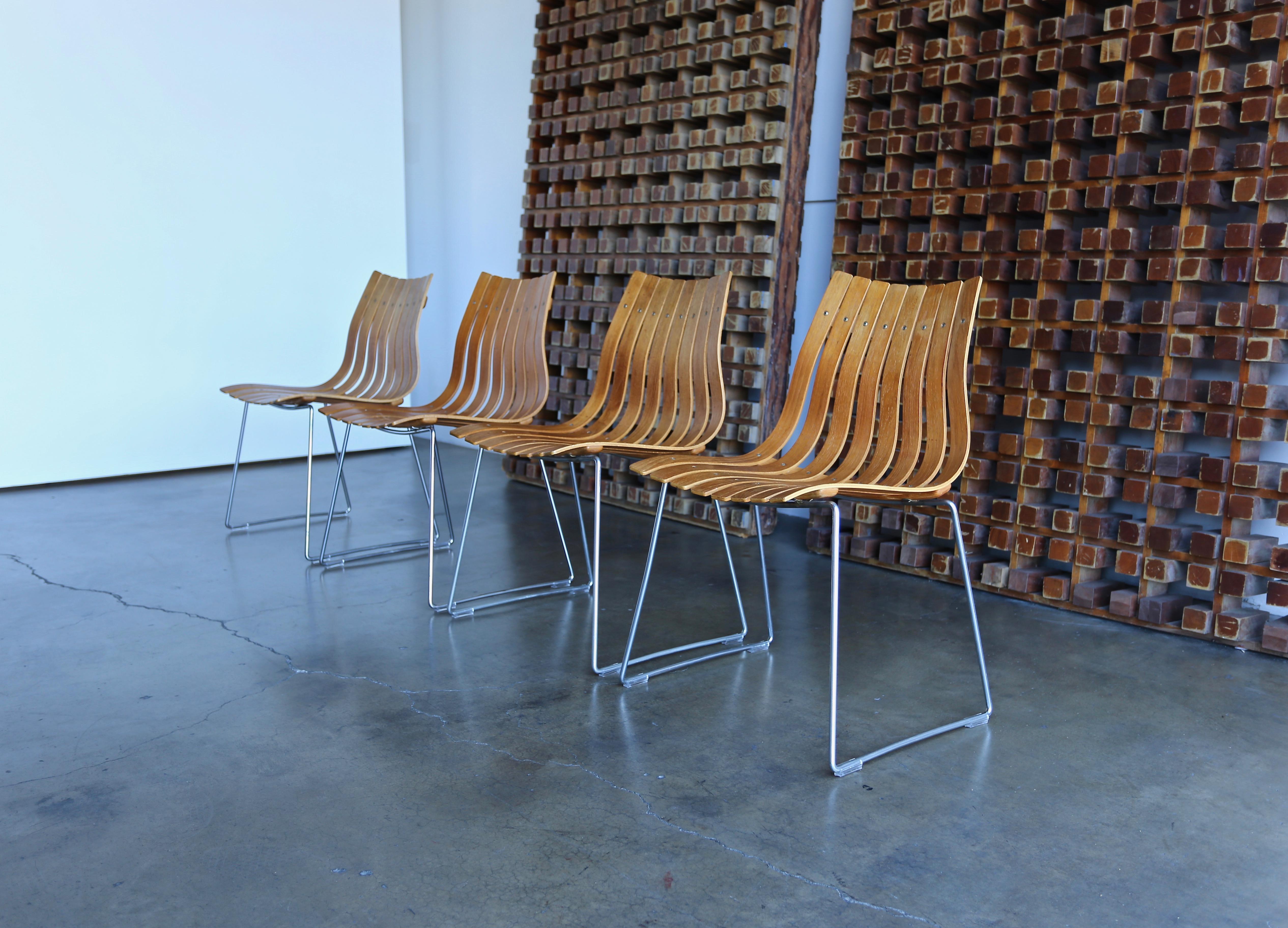 Steel Hans Brattrud Scandia Dining Chairs for Hove Mobler, Norway