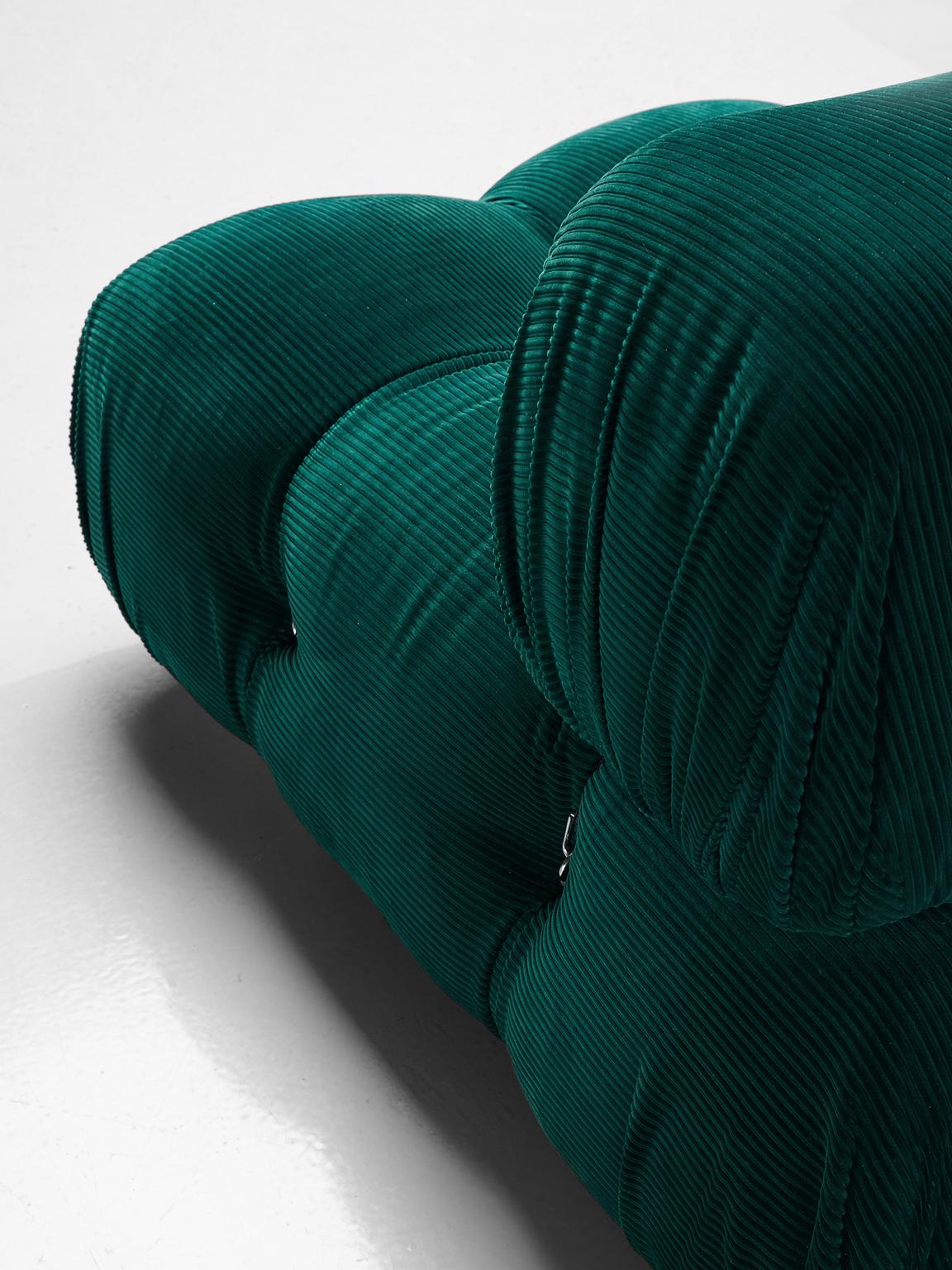 Italian Mario Bellini 'Camaleonda' in Green Corduroy