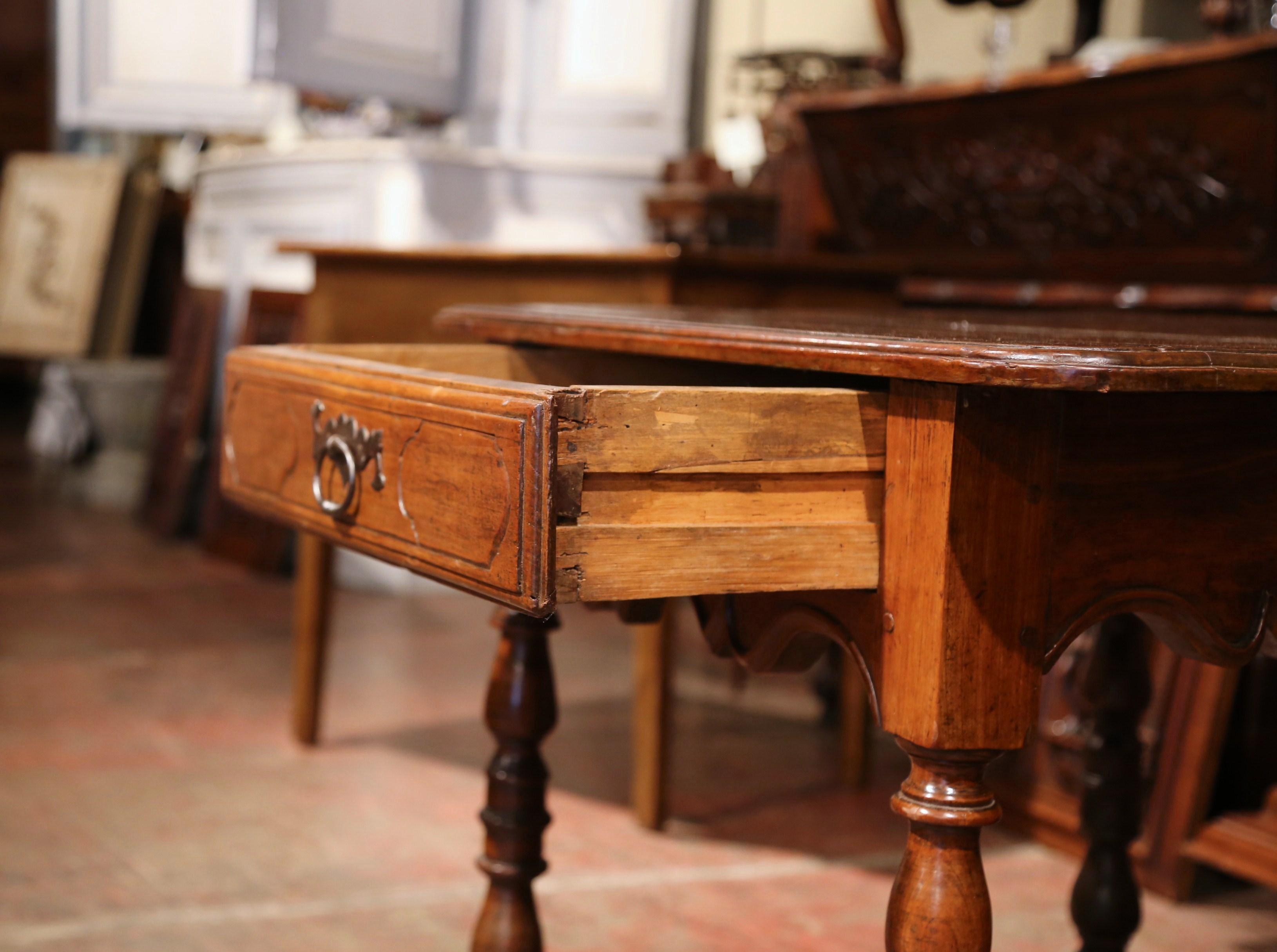 Mid-18th Century, French, Louis XIII Carved Walnut Table Desk with Center Drawer 3