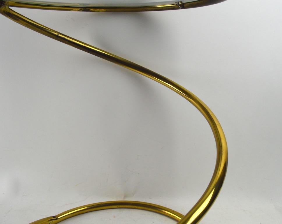 Late 20th Century Brass Coil Spring Table Attributed to Pace