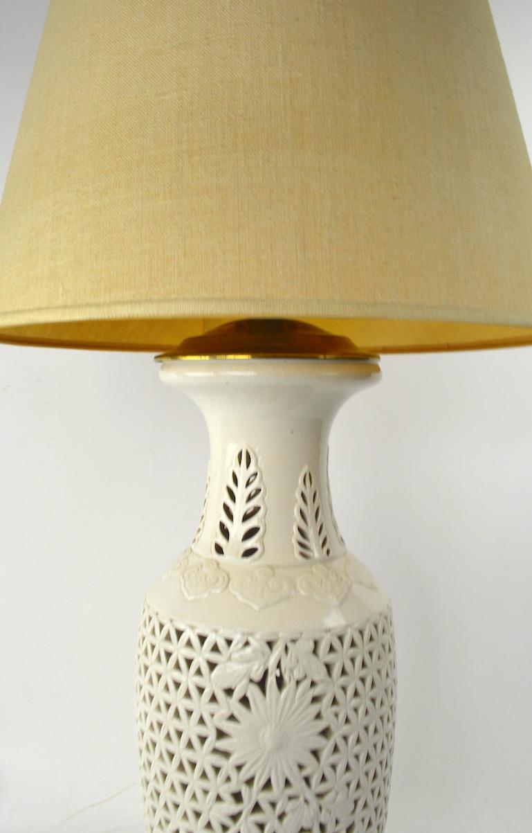 20th Century Reticulated Blanc de Chine Table Lamp For Sale