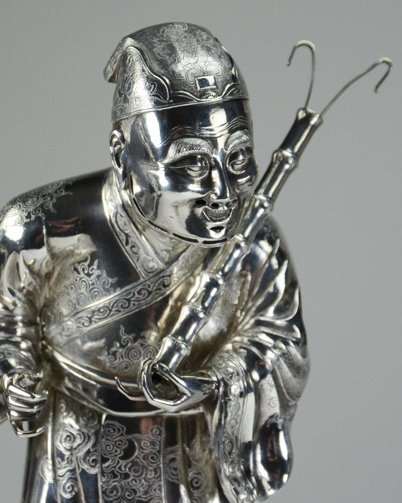 Silver Figures of Eight Immortals Yangqinghe Jiuji Marks, Late Qing Dynasty In Good Condition For Sale In New York, NY