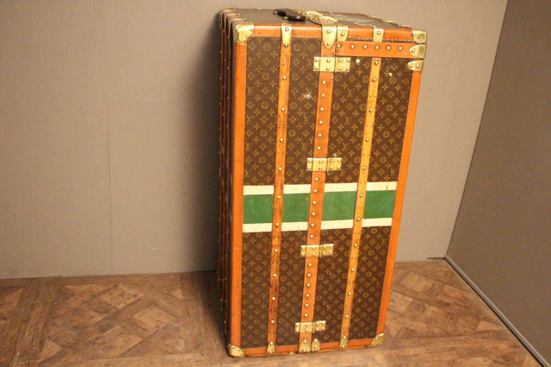 1930s Louis Vuitton Monogram Canvas and Brass Fittings Wardrobe Steamer Trunk 2